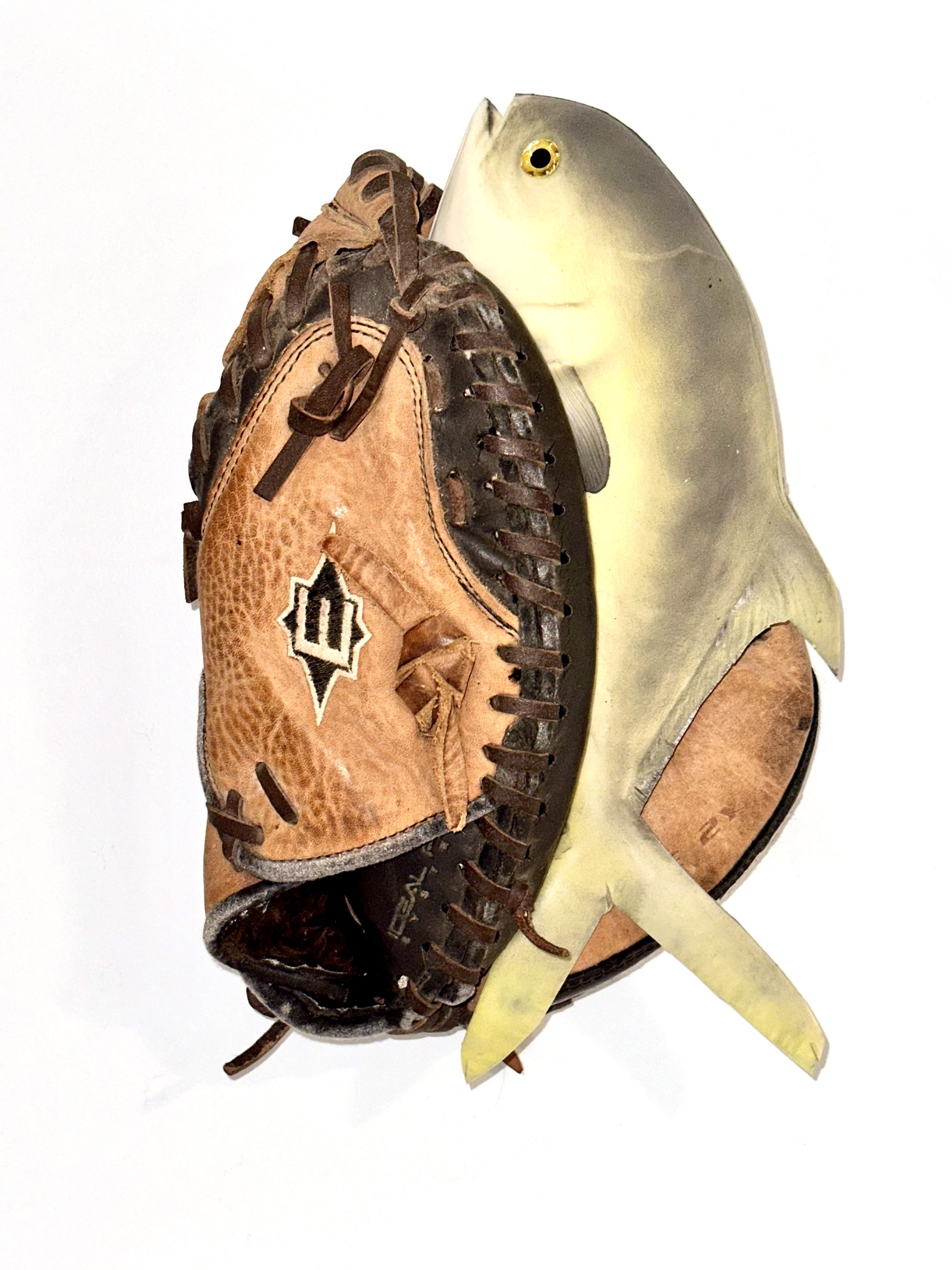 AVAILABLE. "Catch of the Day"
12" X 10" X 4"
First Baseman's Mitt, Toy Fish