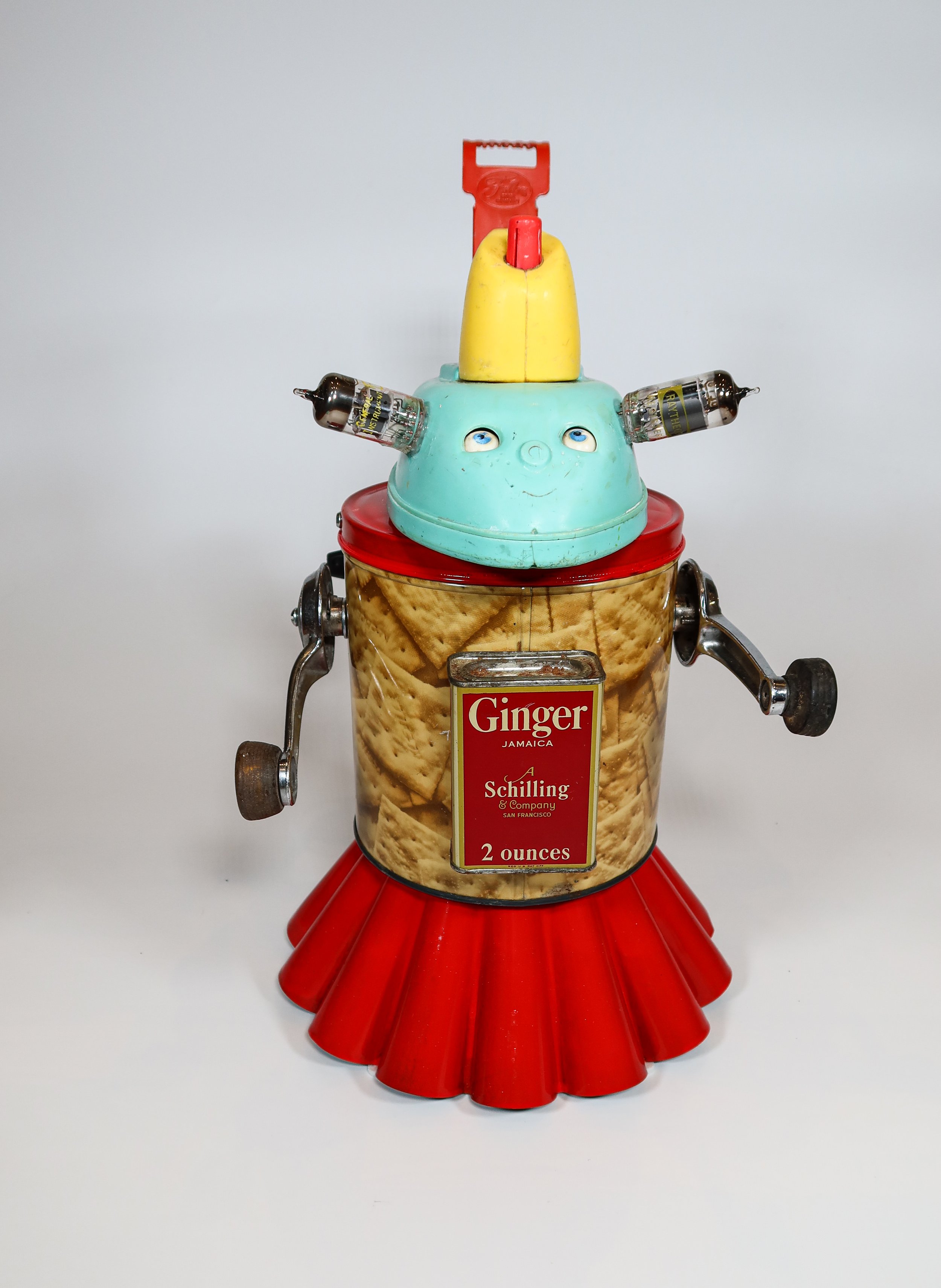 AVAILABLE. Found Robot #9; "Ginger the Ironwoman"
16" X 10" X 12"