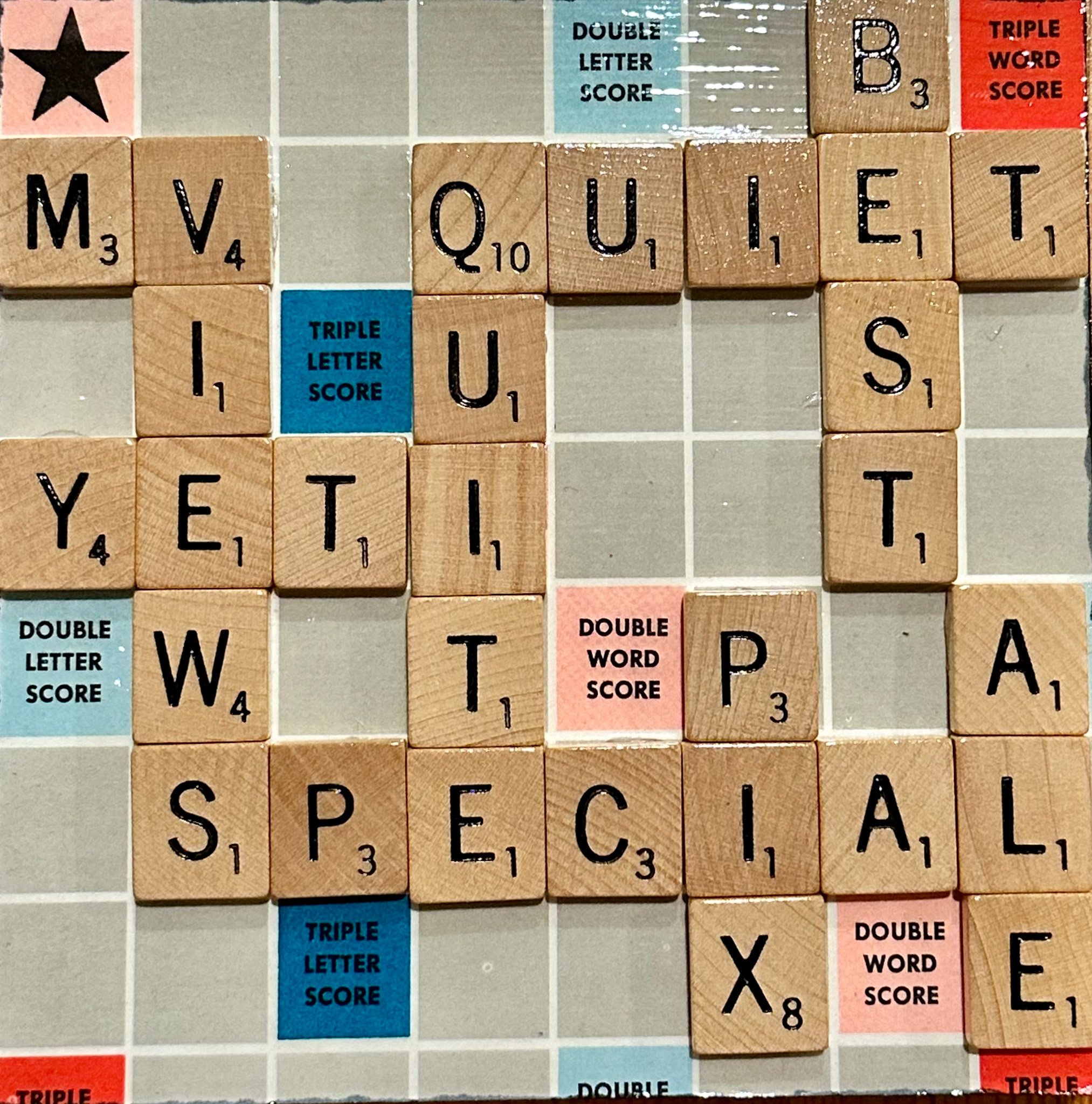 SOLD. "142" (the score of the tiles on the board).