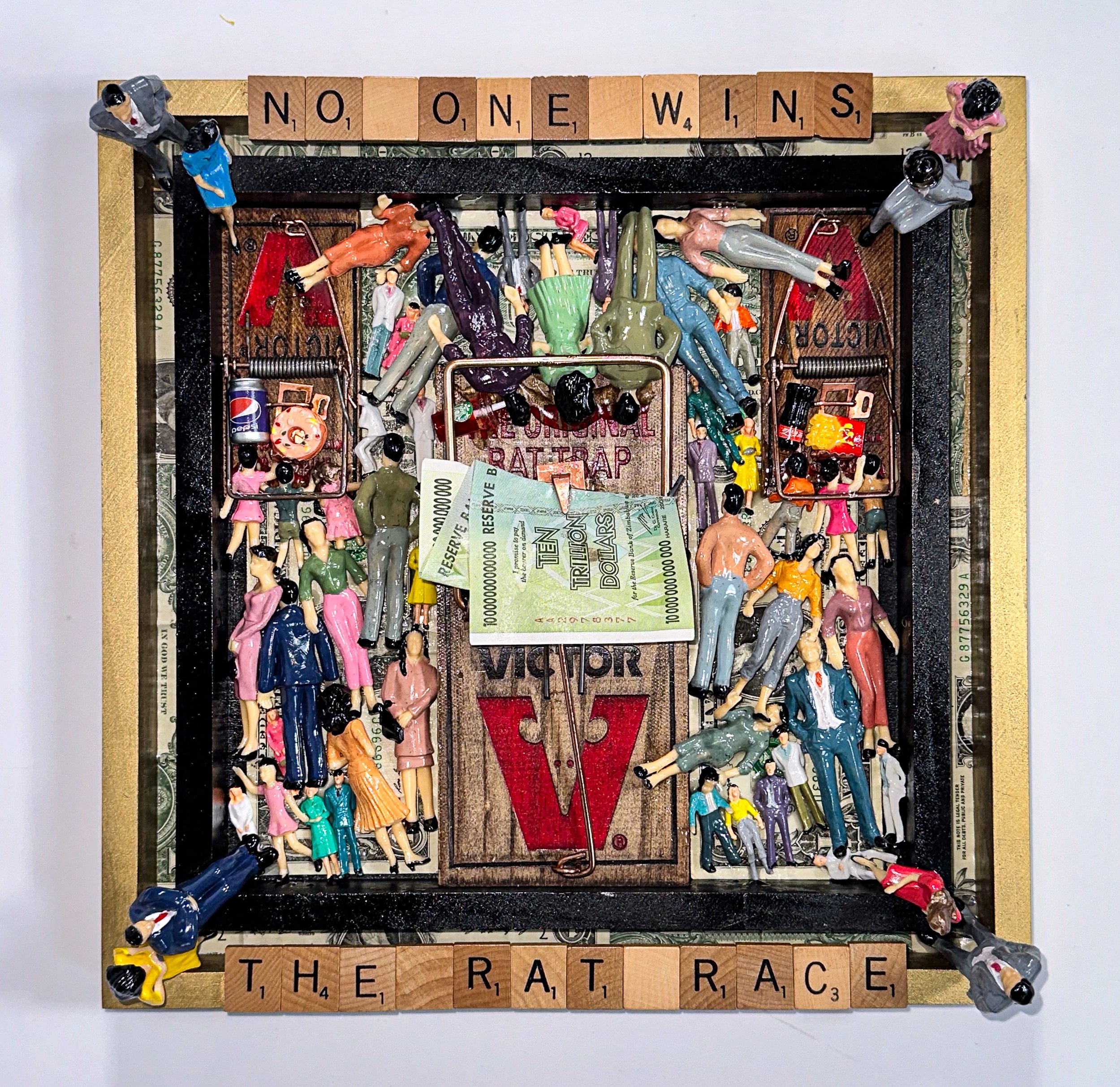 AVAILABLE; Never before exhibited!
"No One Wins The Rat Race"
12" X 12" X 3"