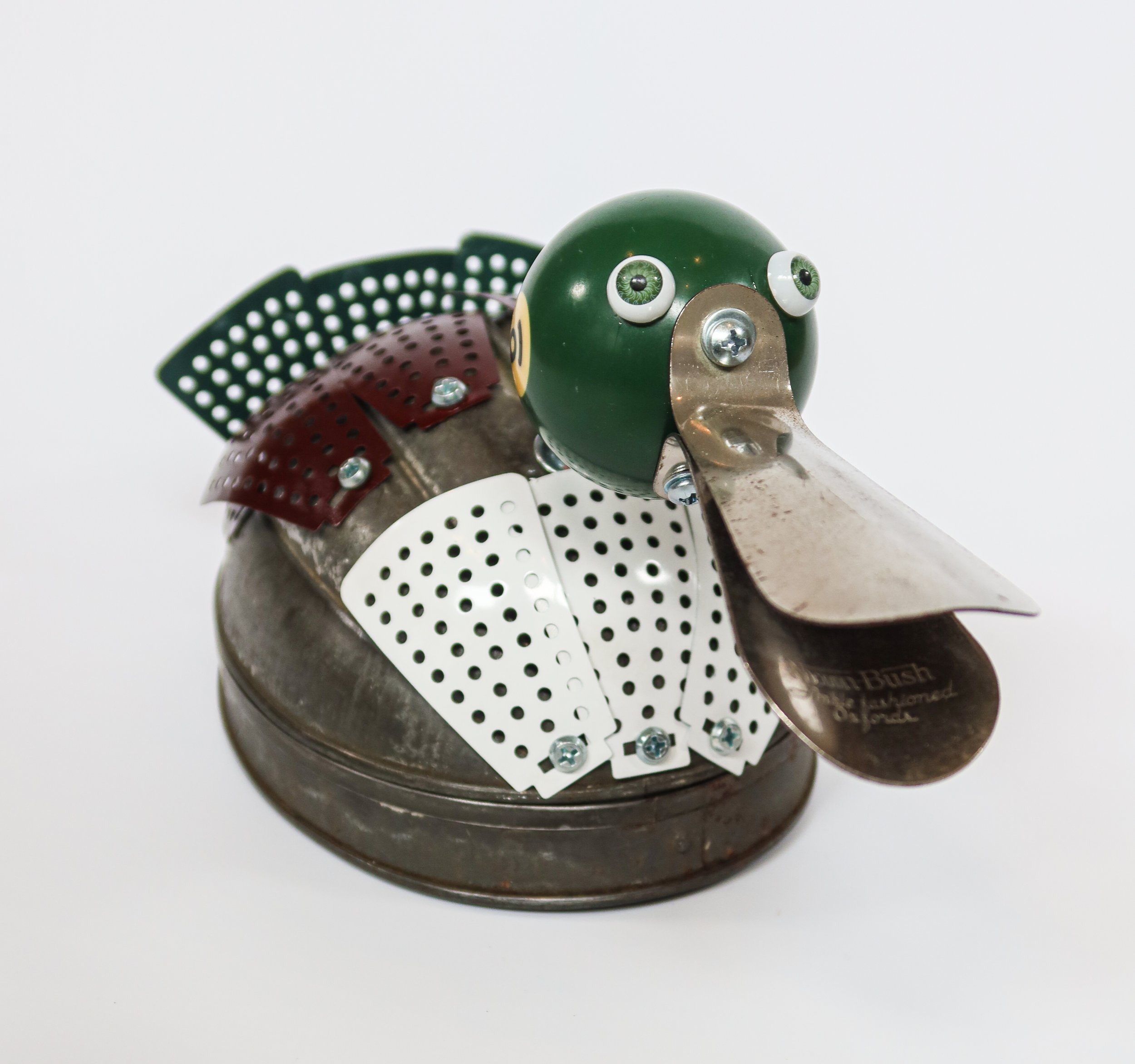 SOLD. Found Bird #8; Drake the teenage duck. 6" X 6" X 12"