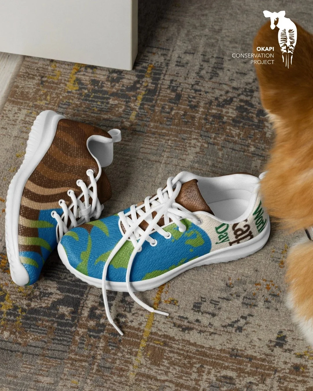 Stripes on one side, the world on the other 🌍✨ &mdash; our World Okapi Day Shoes are here! Make every step a reminder that wildlife and people are worth protecting. Limited-edition for 2025 only!

🌍 Order yours today to get in time for World Okapi 