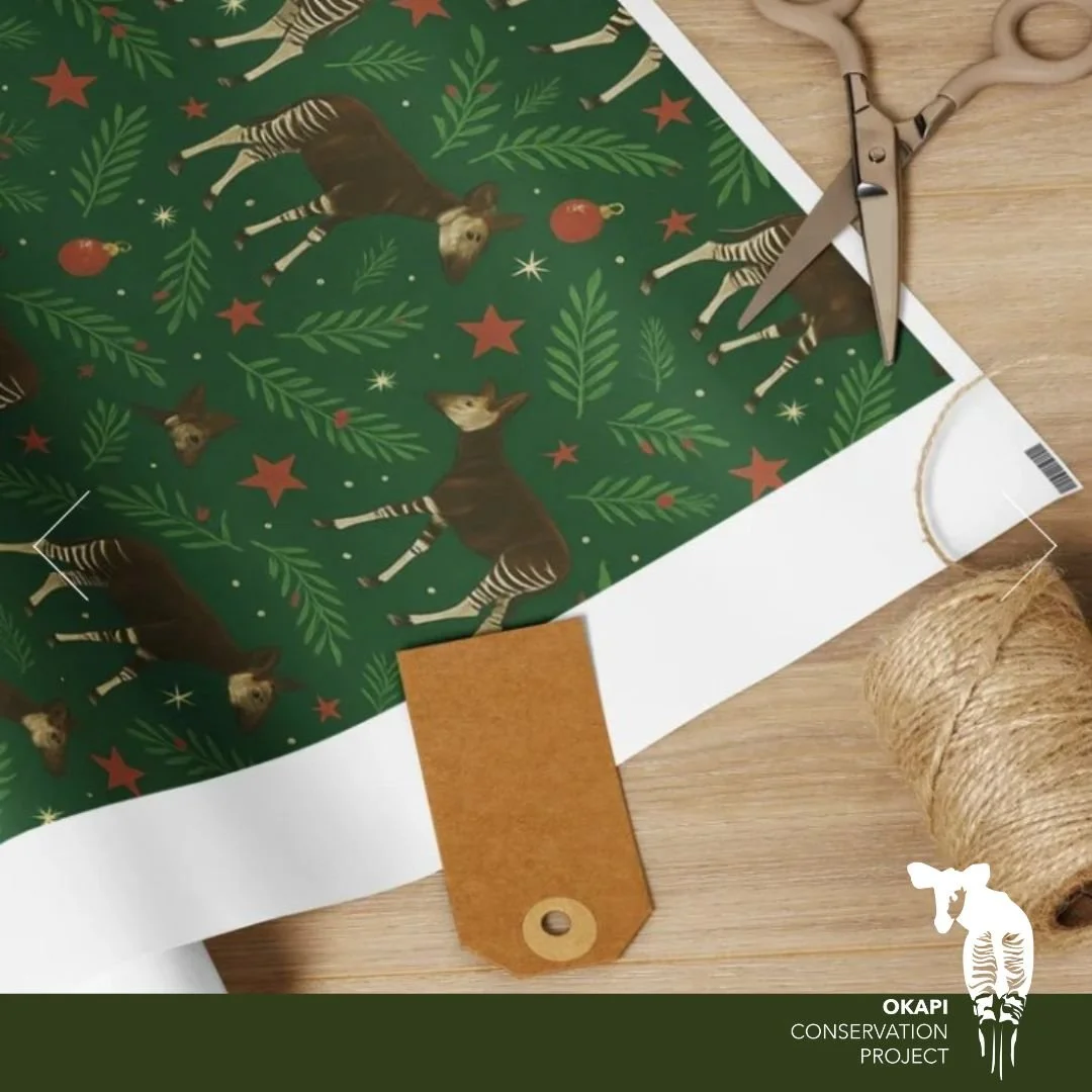 Holiday shopping is officially underway, and every purchase from our online store helps protect the okapi and the people who safeguard its forest home.

From handmade ornaments and festive sticker sets to t-shirts, hats, and other apparel, each purch