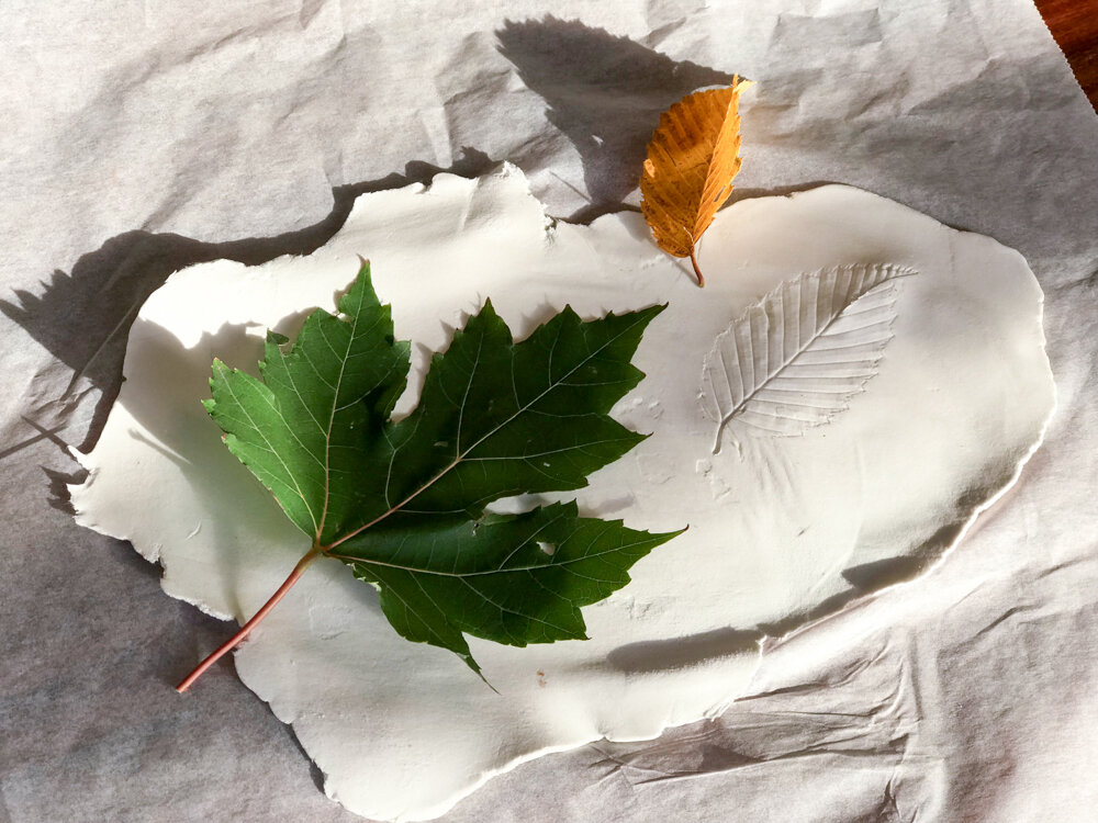 Pressed paper clay leaves -- a little fall craft project