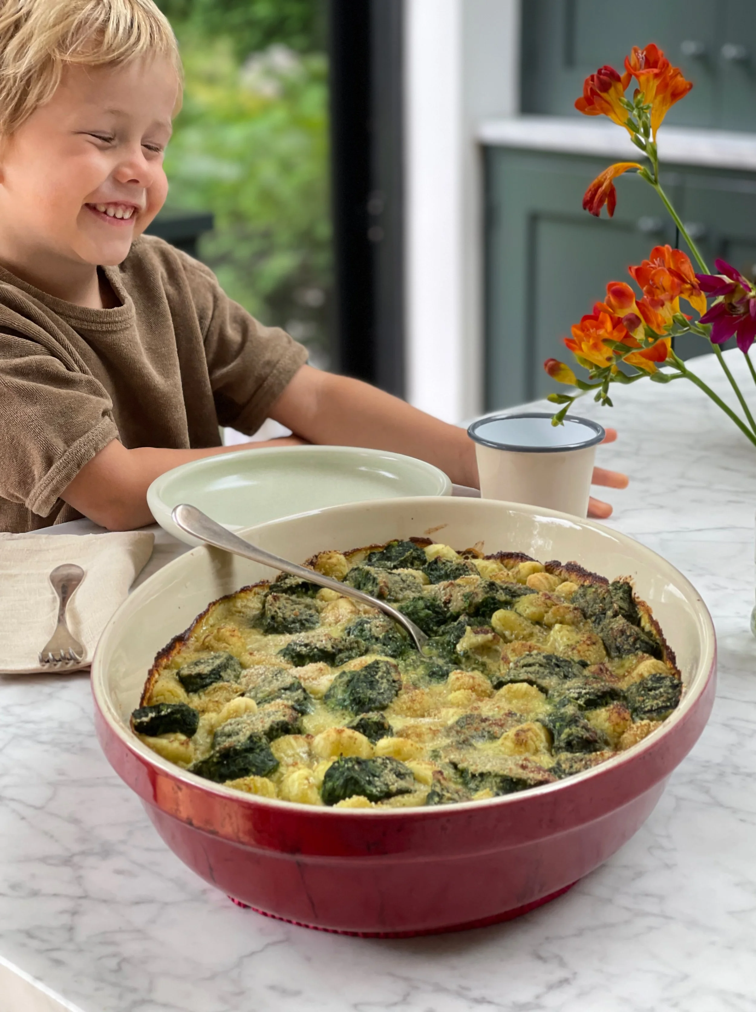 oven dish with gnocchi, super easy recipe