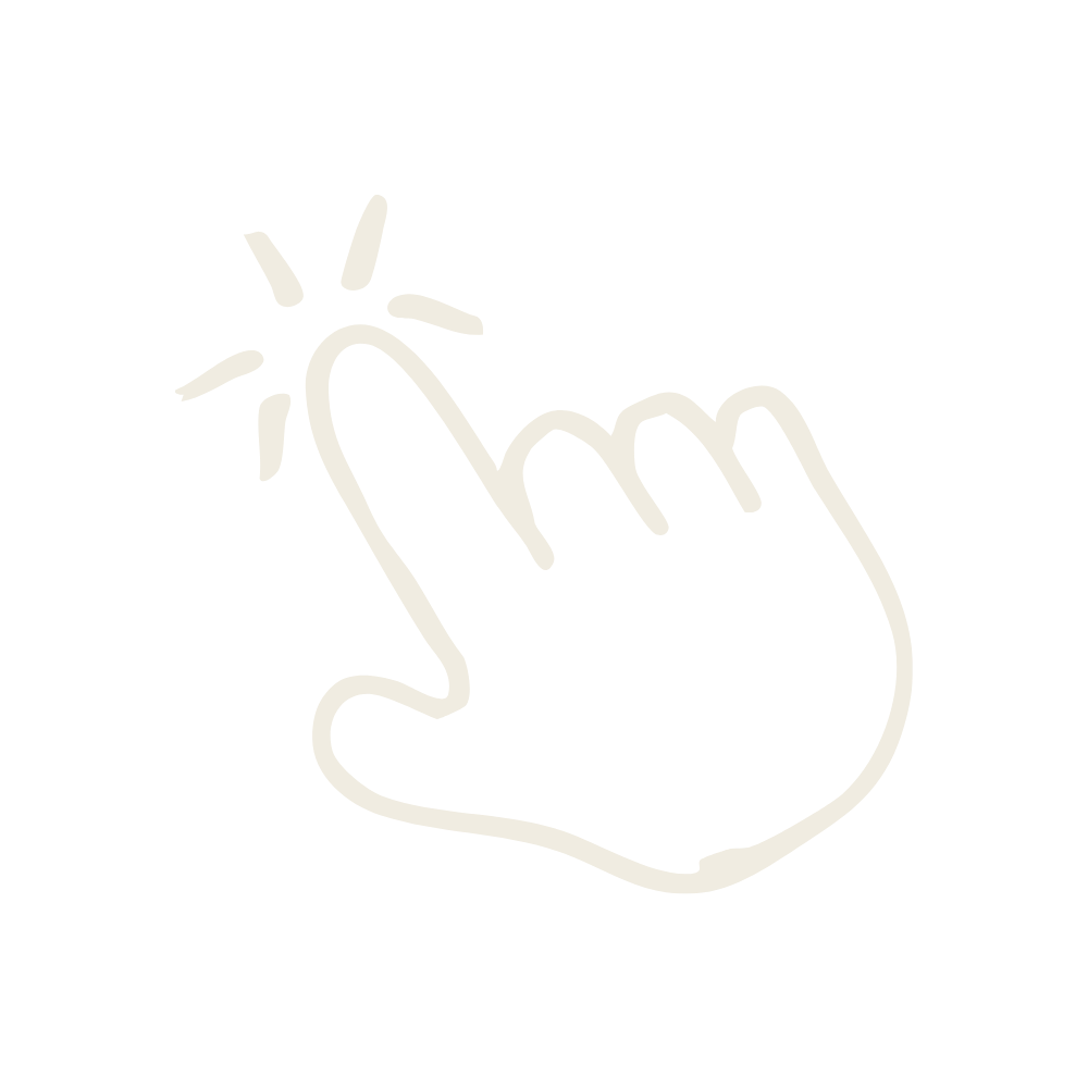 Outline of a hand touching or clicking with lines indicating a tap or press