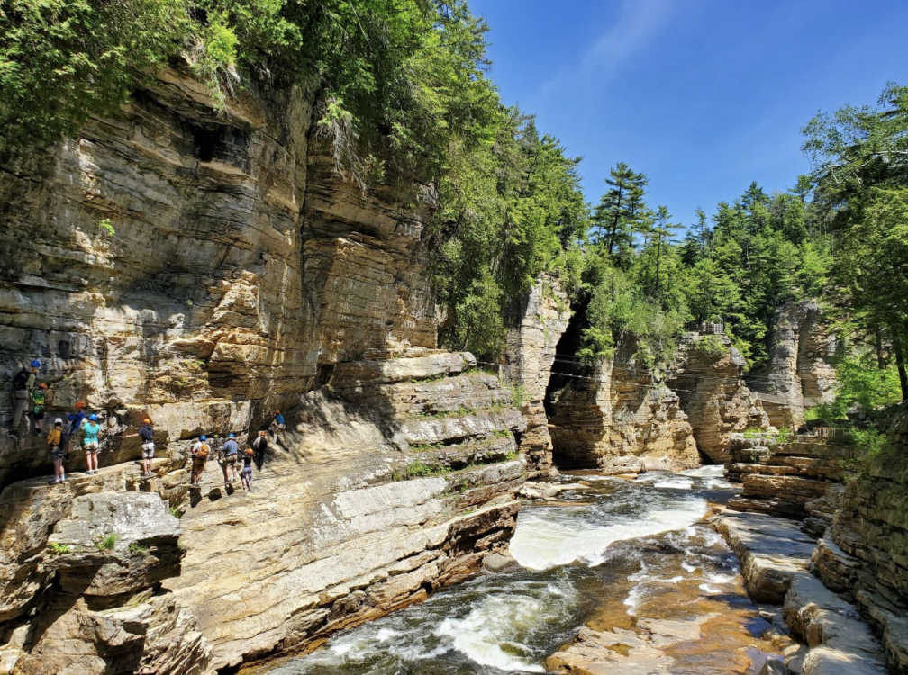 Cliffs, trees and water