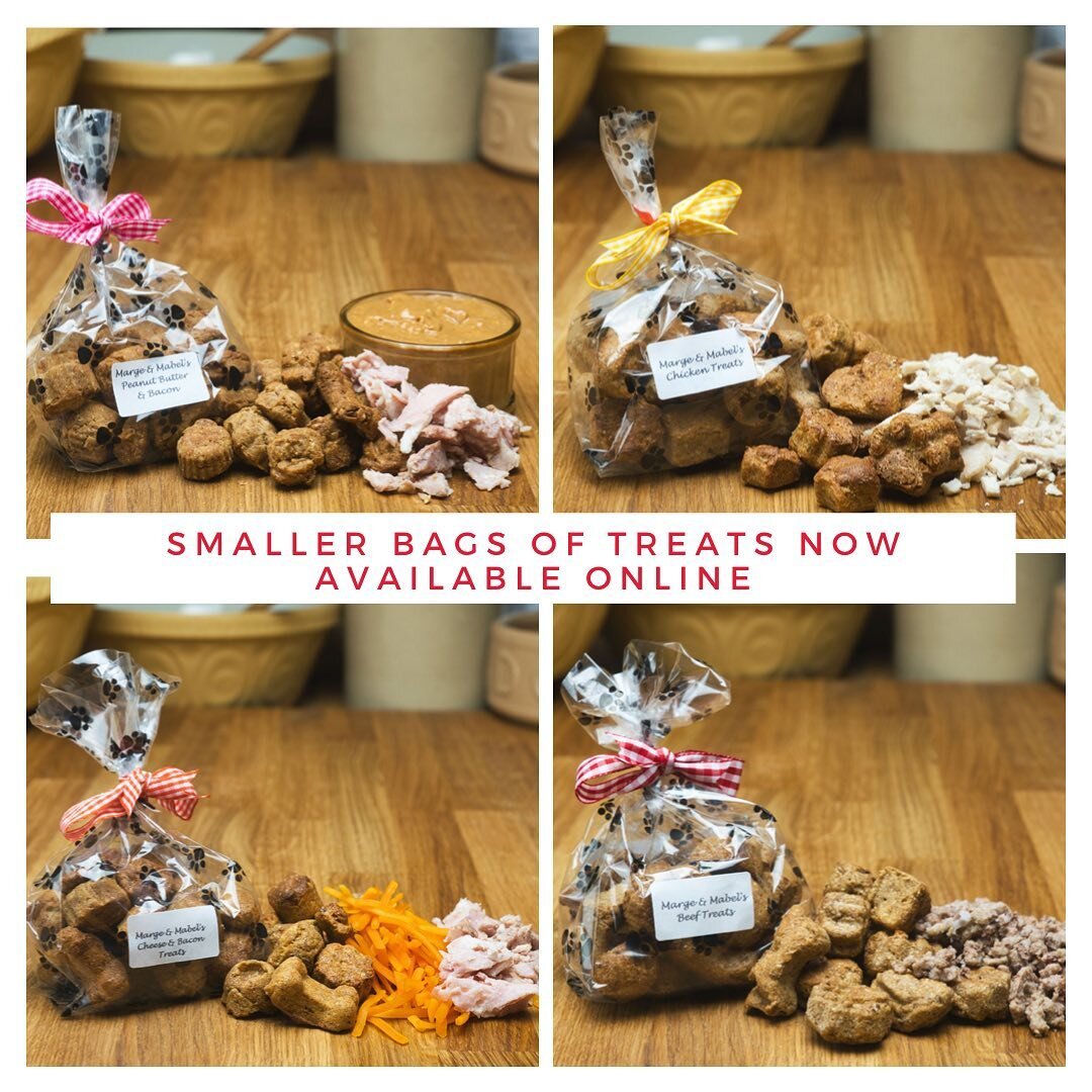 Our smaller bags of treats are now available to buy on our new website! 

6 flavours to choose from and get 20% off everything! Use code TREATS20 

Shop here www.margeandmabel.co.uk

#puppyuk #newdog #dogtraining #dogtreats #dogtreat #homemadedogtrea