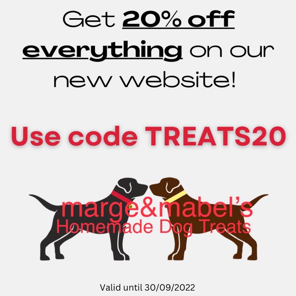 Use code TREATS20 to get 20% off everything on our new website! 

Hurry the code expires on Friday! 

#newdog #dogsofinstagram #dogtreats #dogtreat #homemadedogfood #homemadedogtreats #dogbiscuits #dogbiscuit #dogfood #healthydogfood #healthydogtreat