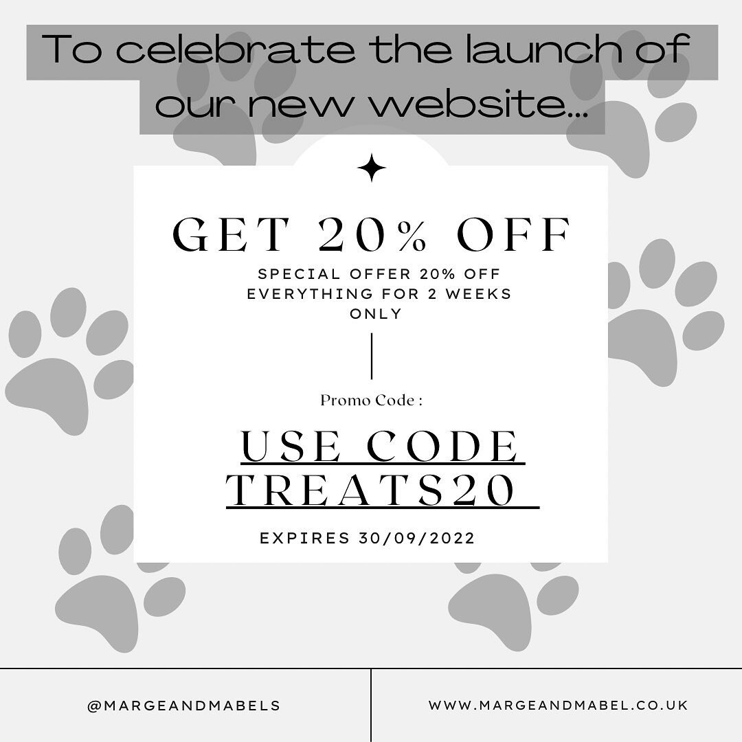 There&rsquo;s only 2 days left to get 20% off everything on our new website! 

www.margeandmabel.co.uk

#homemadedogfood #homemadedogfood #homemadedogbiscuits #petfood #dogs #puppyuk #puppytreats #newdog #dogtreats #dogtreat #dogbiscuits #dogbirthday