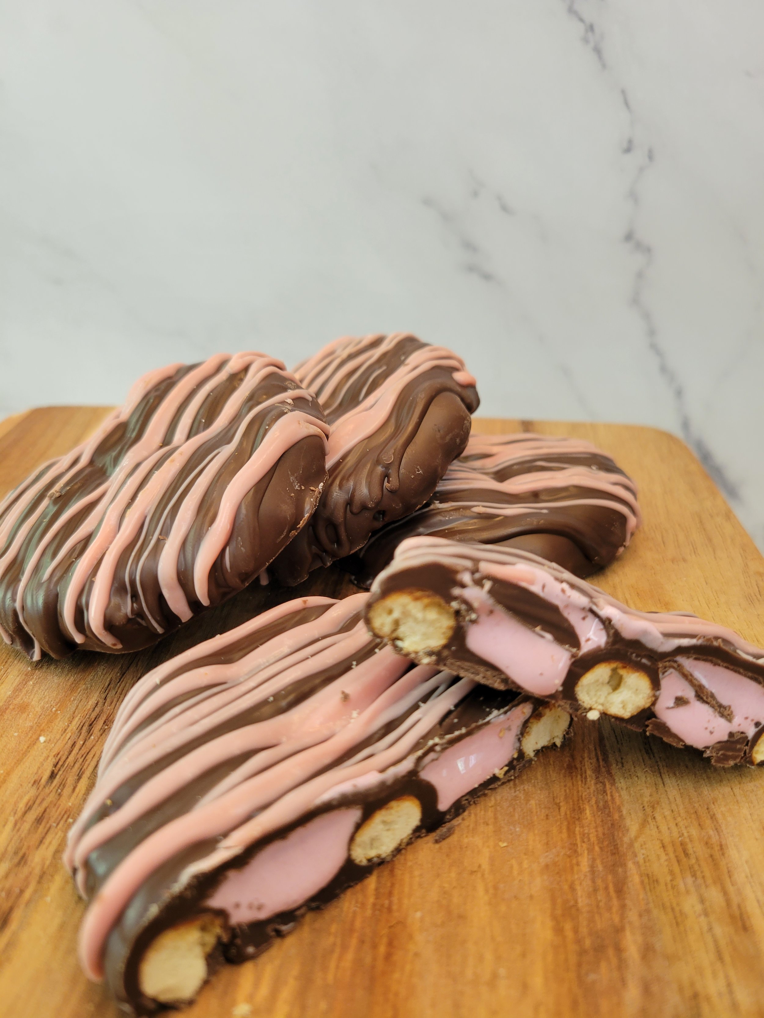 Dark Chocolate Raspberry Marshmallow Pretzel