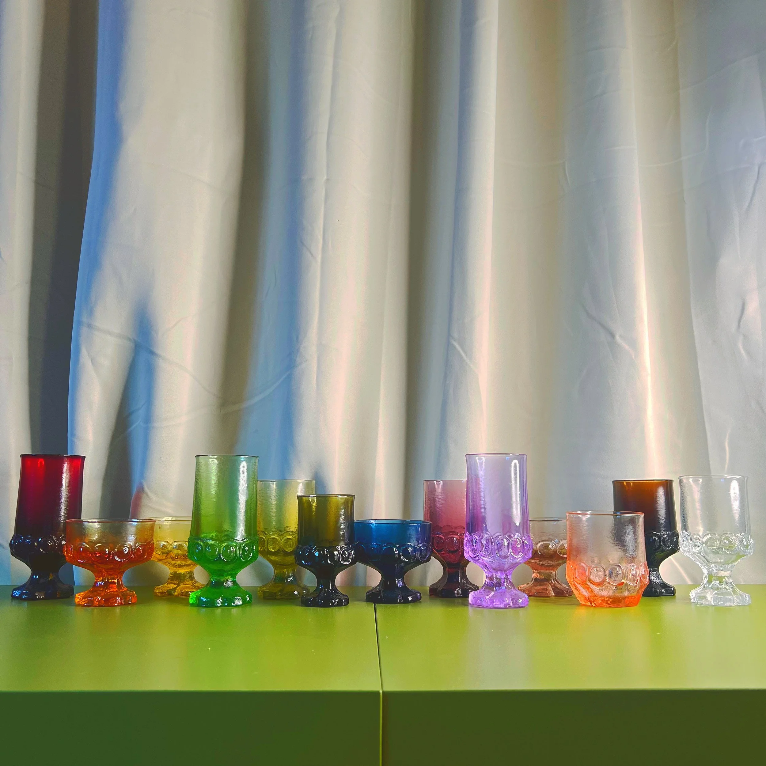 1970s Vintage Franciscan Tiffin Madeira Rainbow Glass - Set of 13!