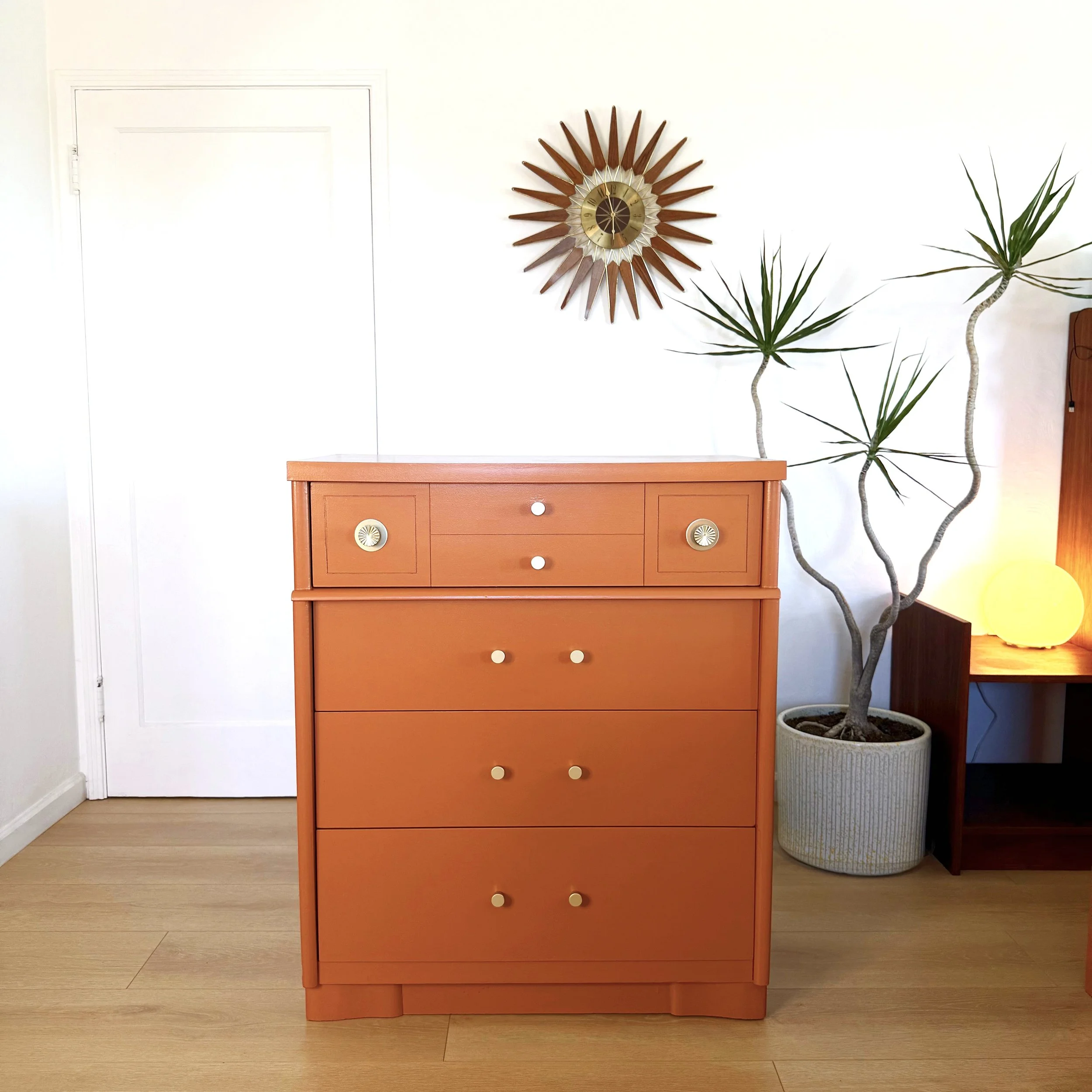 Mid Century Vintage Orange Dresser