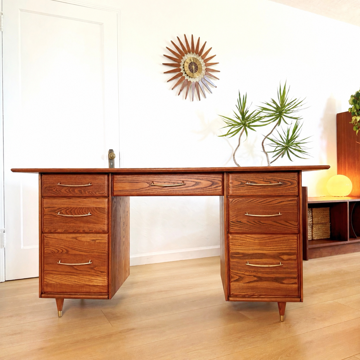 Mid Century Vintage Solid Wood Desk by Ace Hi