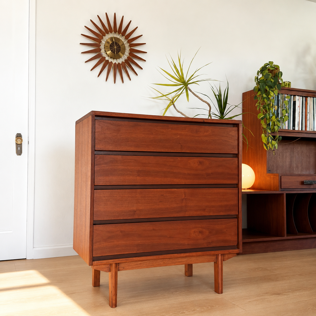 Mid Century Vintage Small Walnut Dresser / Changing Table