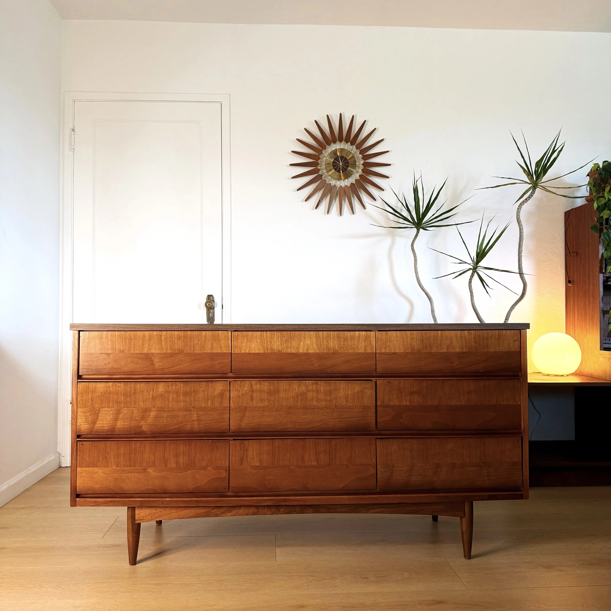 Mid Century Vintage 9-Drawer Lowboy Dresser