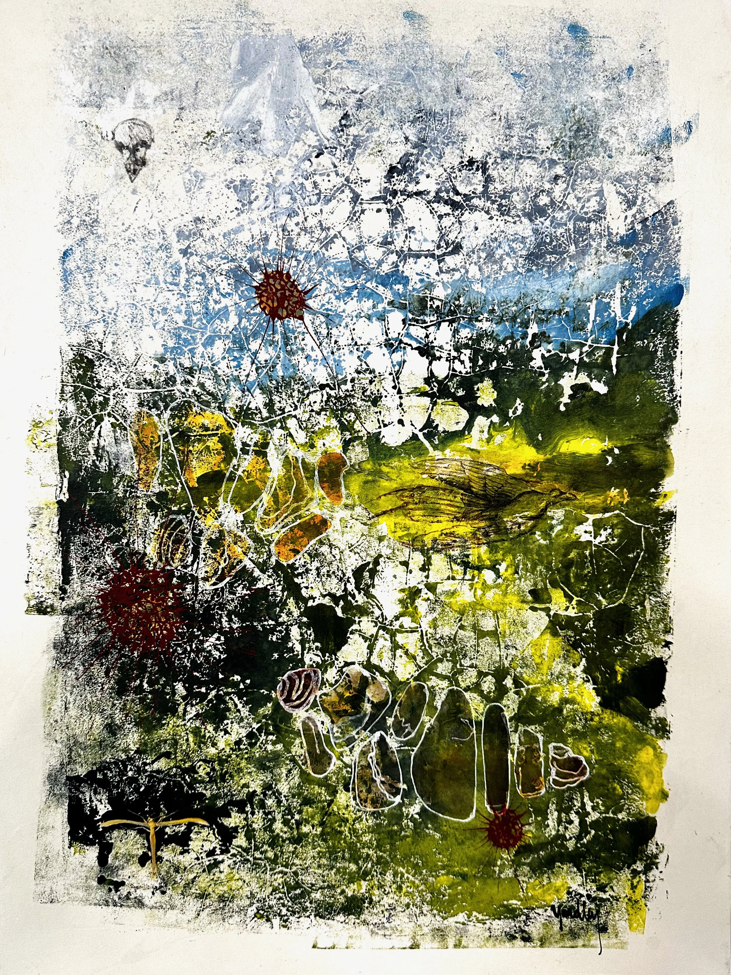 Wonder Smitten-24x18" Acrylic and watercolor on Arches archival varnish