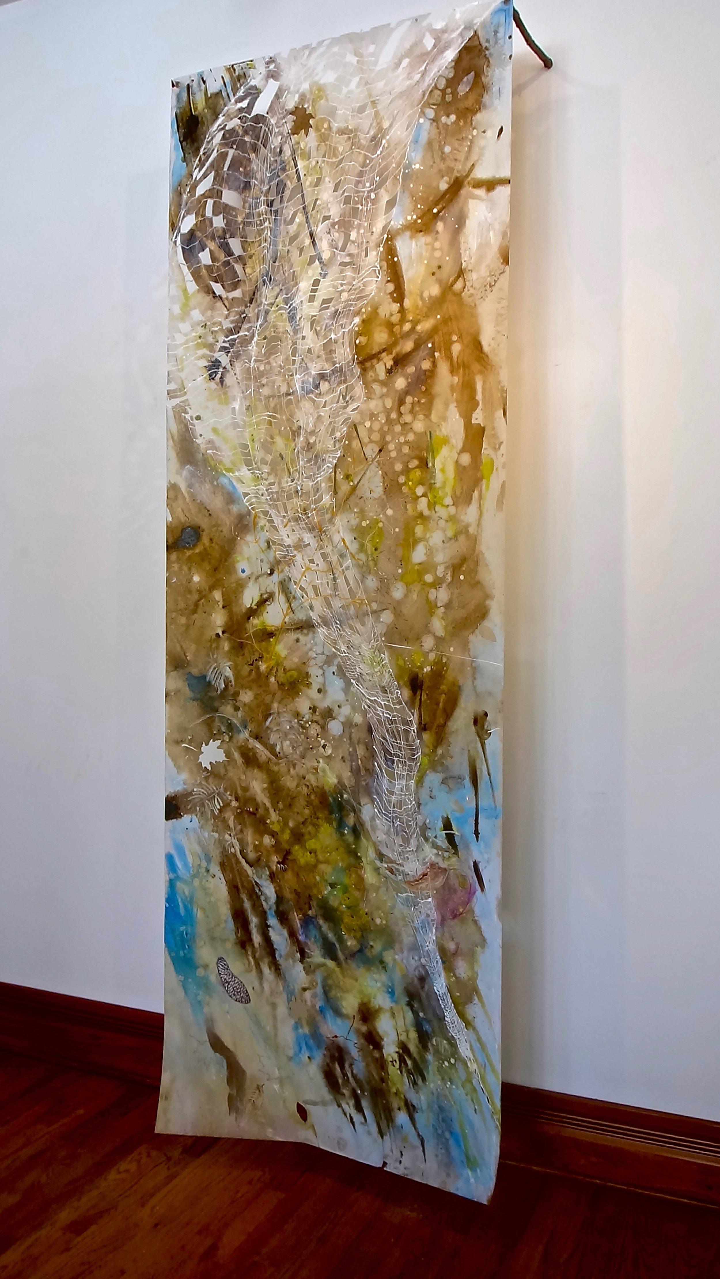 Wind and the Rain-acrylic on matte polyester velum 96x36x8" ©Leigh Yardley