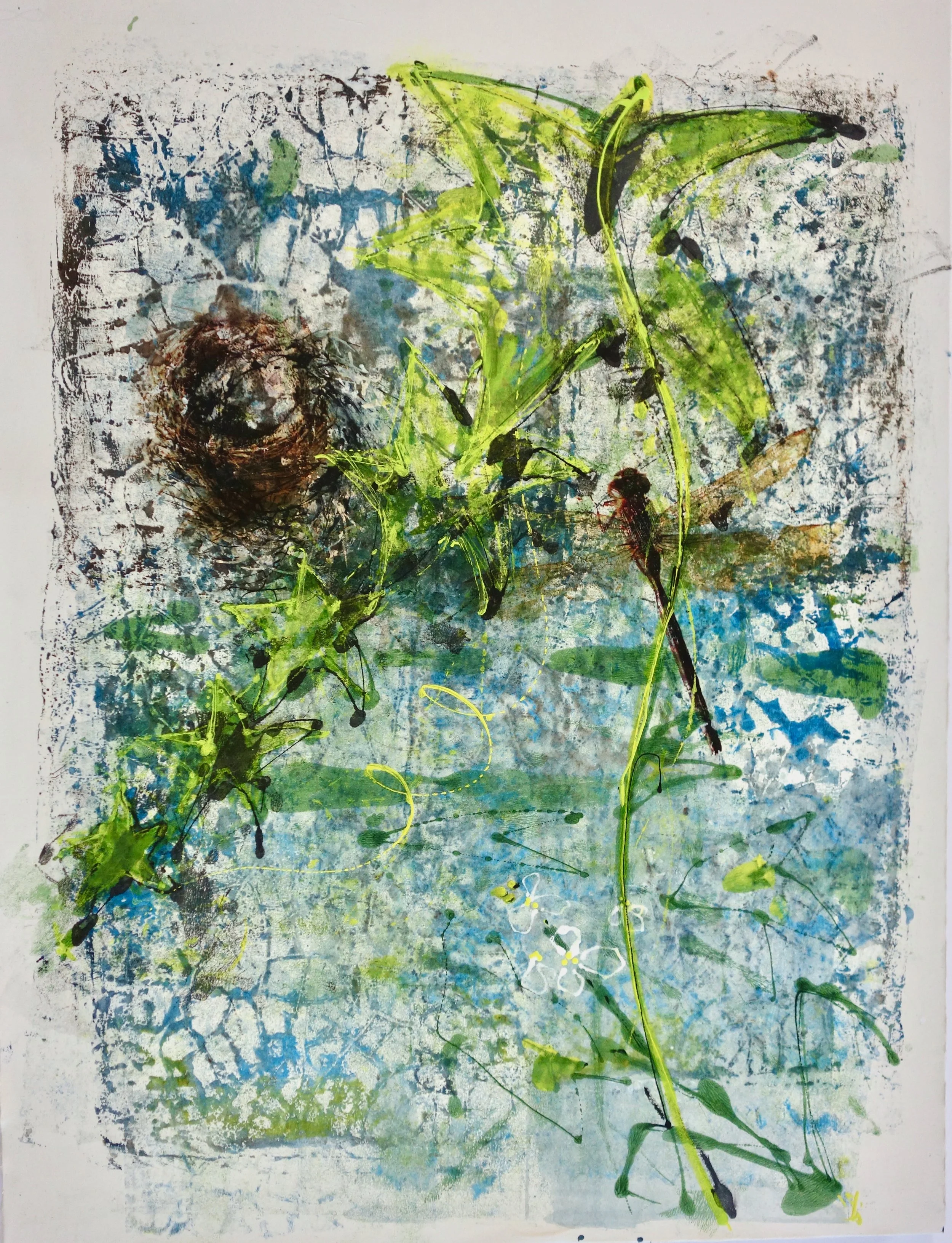 In the Presence of Still Water-24x18" Acrylic and watercolor mixed media on Archers Velin BFK Archival varnish