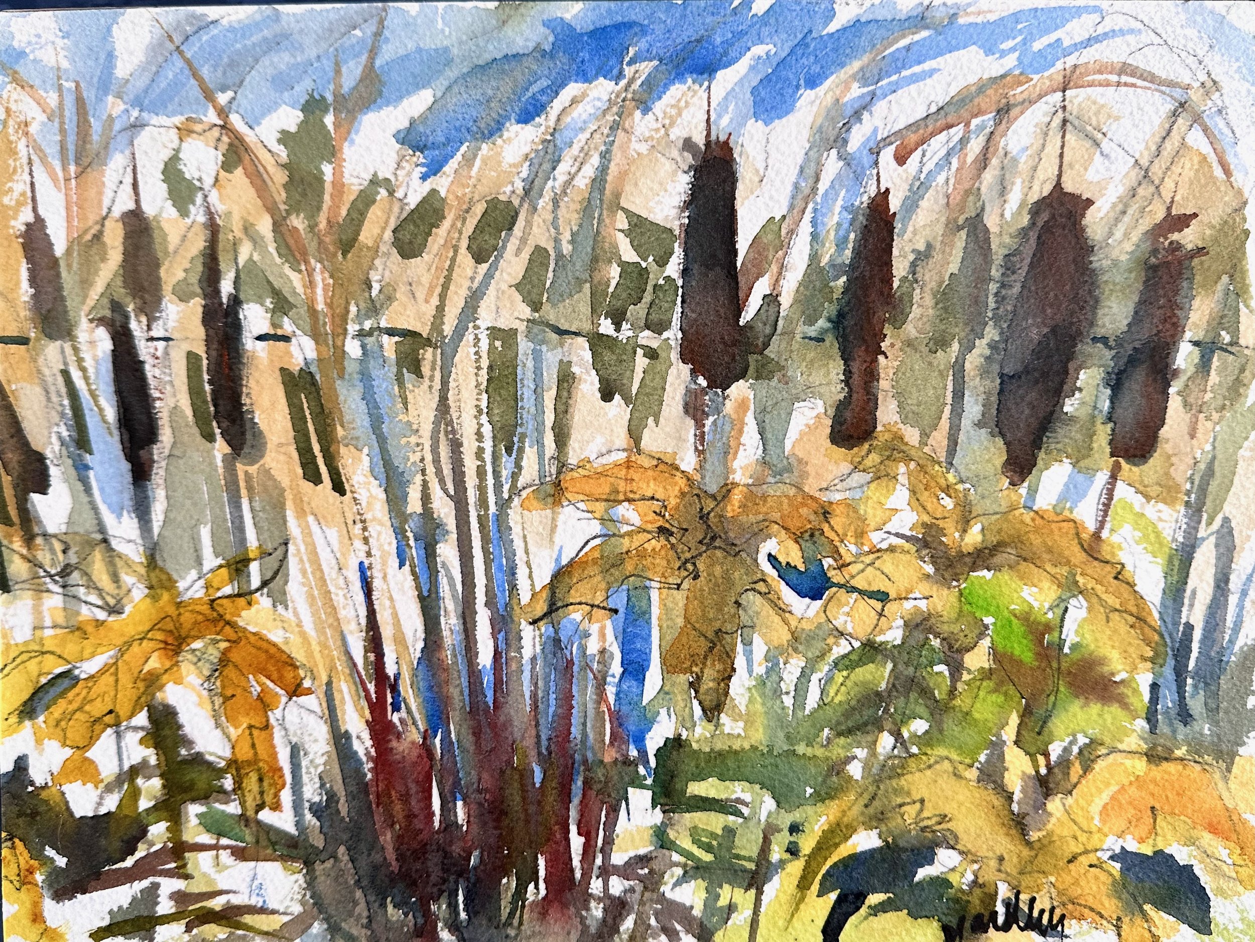 "Exclamation Points to Change"The edges of seasons often have tells that are leading us to change. Watercolor on cold press paper 9x12x1.5"