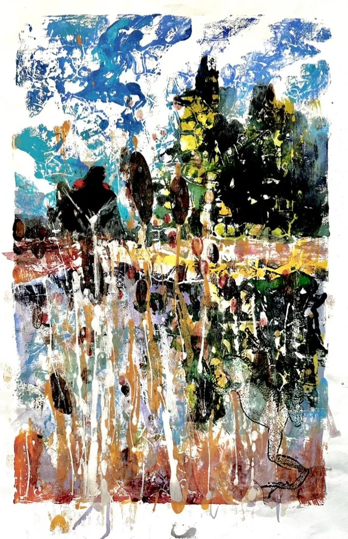 The Birds are Taking Back Their Language-24x18" Acrylic and watercolor on Arches Velin BFK Archival Varnish