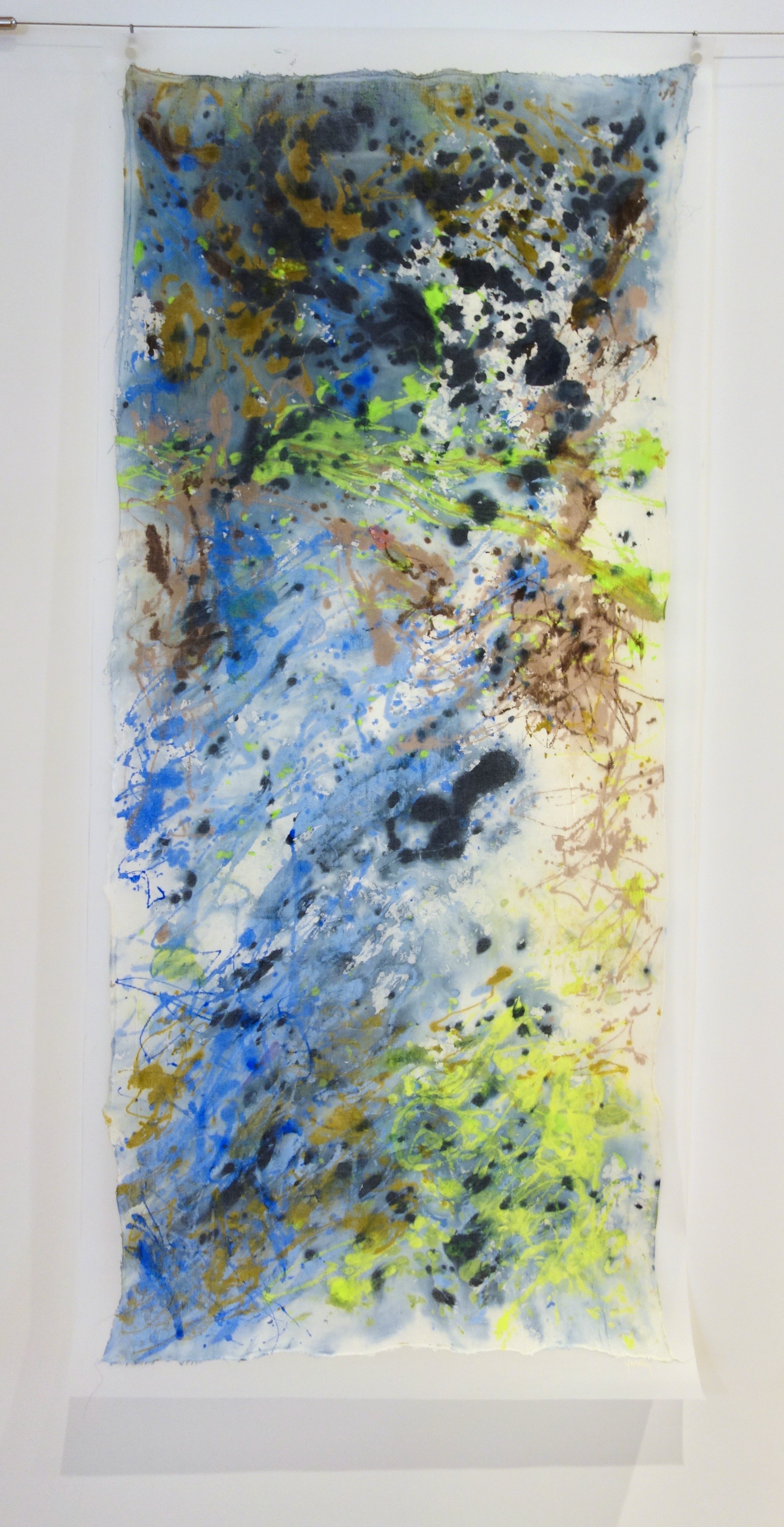"Reflections" - acrylic on cheesecloth mounted on matte polyester velum 67x36" ©Leigh Yardley