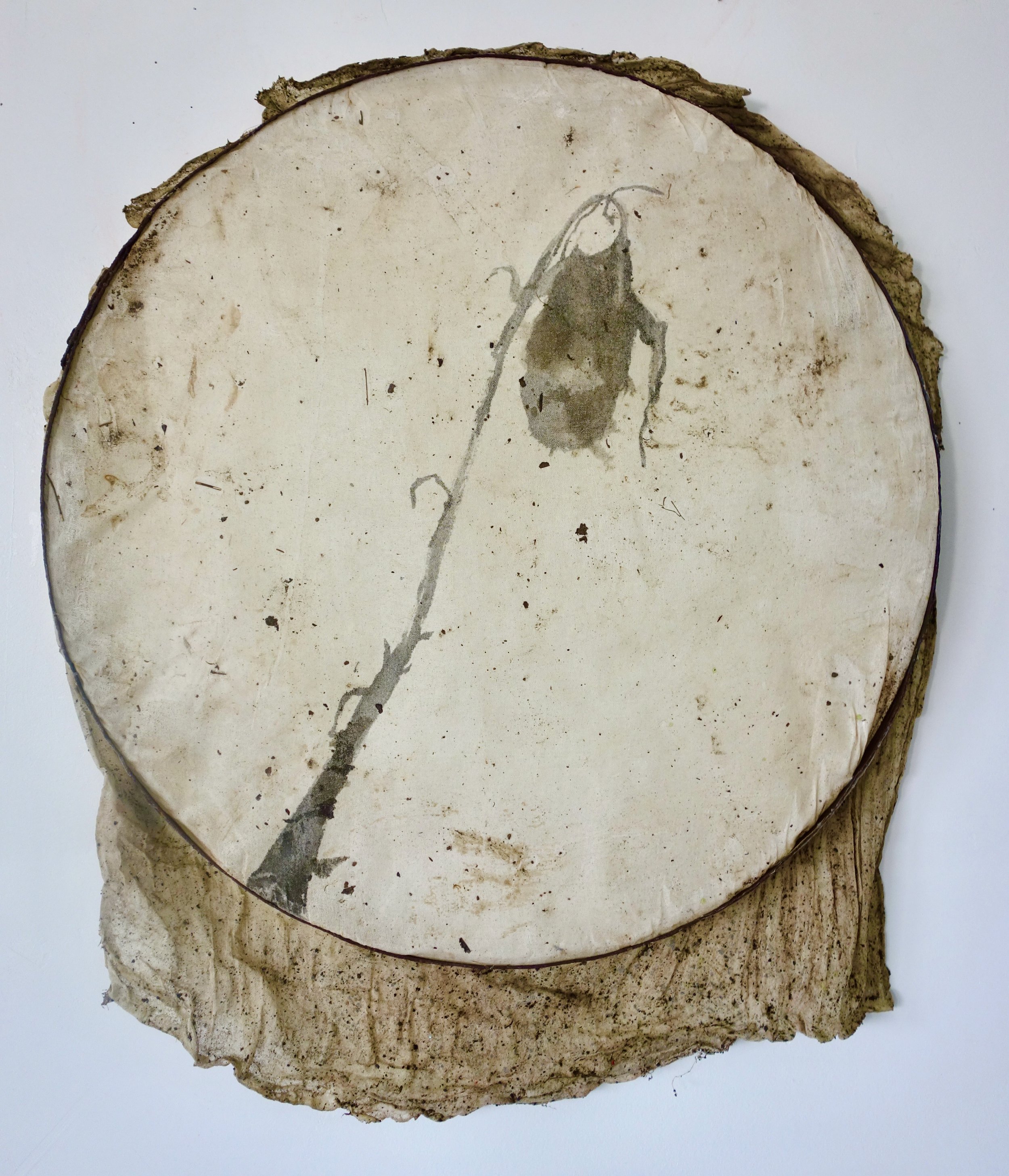 Relic-Cheesecloth iron barrel ring acrylic 30"x3" © Leigh Yardley