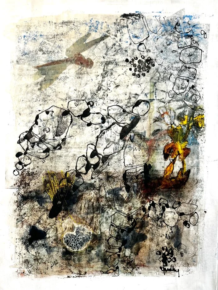 Spring Can Not Shun Thee-24x18" Acrylic mixed media on Arches Velin BFK archival varnish 