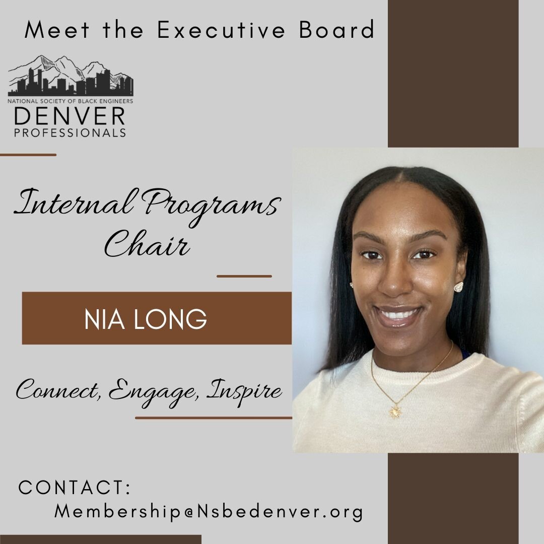 Hello Denver Professionals,
This week we are excited to introduce our Internal Programs Chair, Nia Long. Nia Long is from Chicago, IL, and she currently resides in Denver, where she is employed as a Data Migration Specialist. Hobbies include avid rea