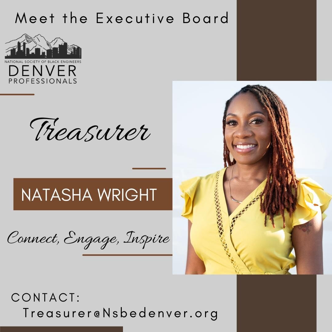 Hello Denver Professionals, 
This week we are excited to introduce our Financial Chair, Natasha Wright.  Natasha Wright is from Huntsville, AL. She has an MBA and is employed in the government sector as a Price and Cost Analyst.

A fun fact: Natasha 