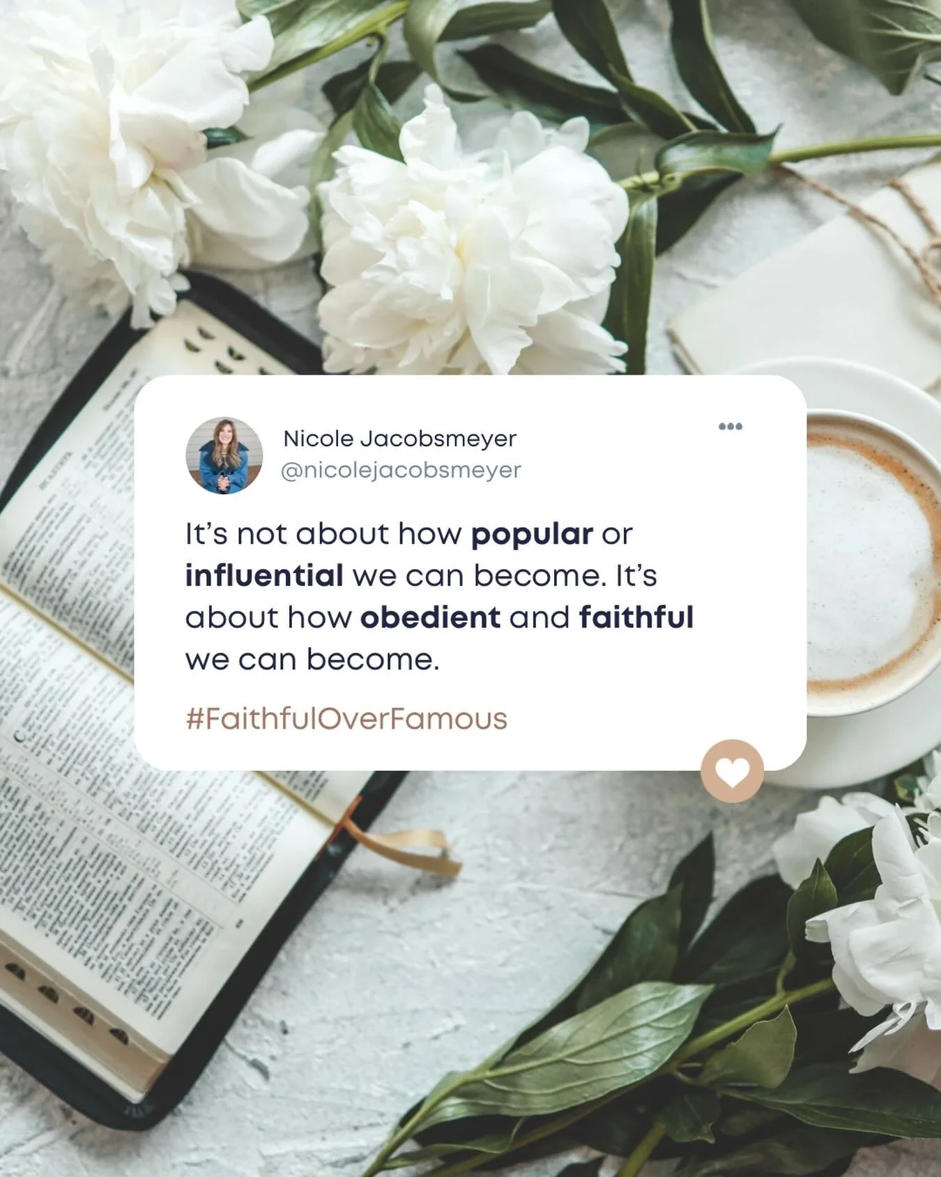 It&rsquo;s not about how popular we become.
It&rsquo;s not about platforms, influence, or applause.

It&rsquo;s about obedience when no one is watching.
Faithfulness when it costs something.
Saying yes to God even when it doesn&rsquo;t grow your foll