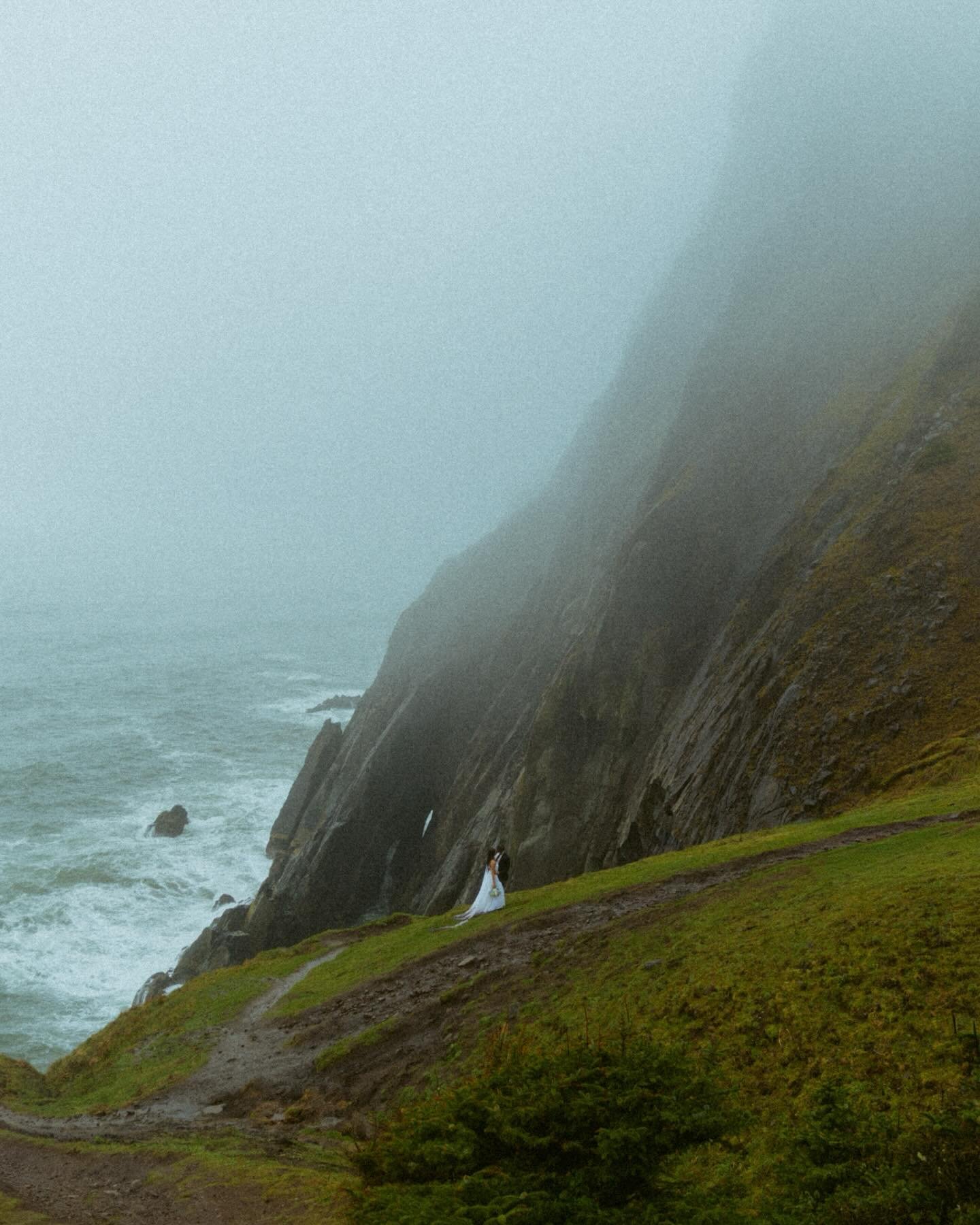 When the rain, wind, and fog rolls in. 

Embracing the coastal rain on our skin, the sheer rugged cliffs, the way the rain made the greens so lush. It was chilly, a bit treacherous, but oh so epic and moody. 

It was a morning that truly felt like we