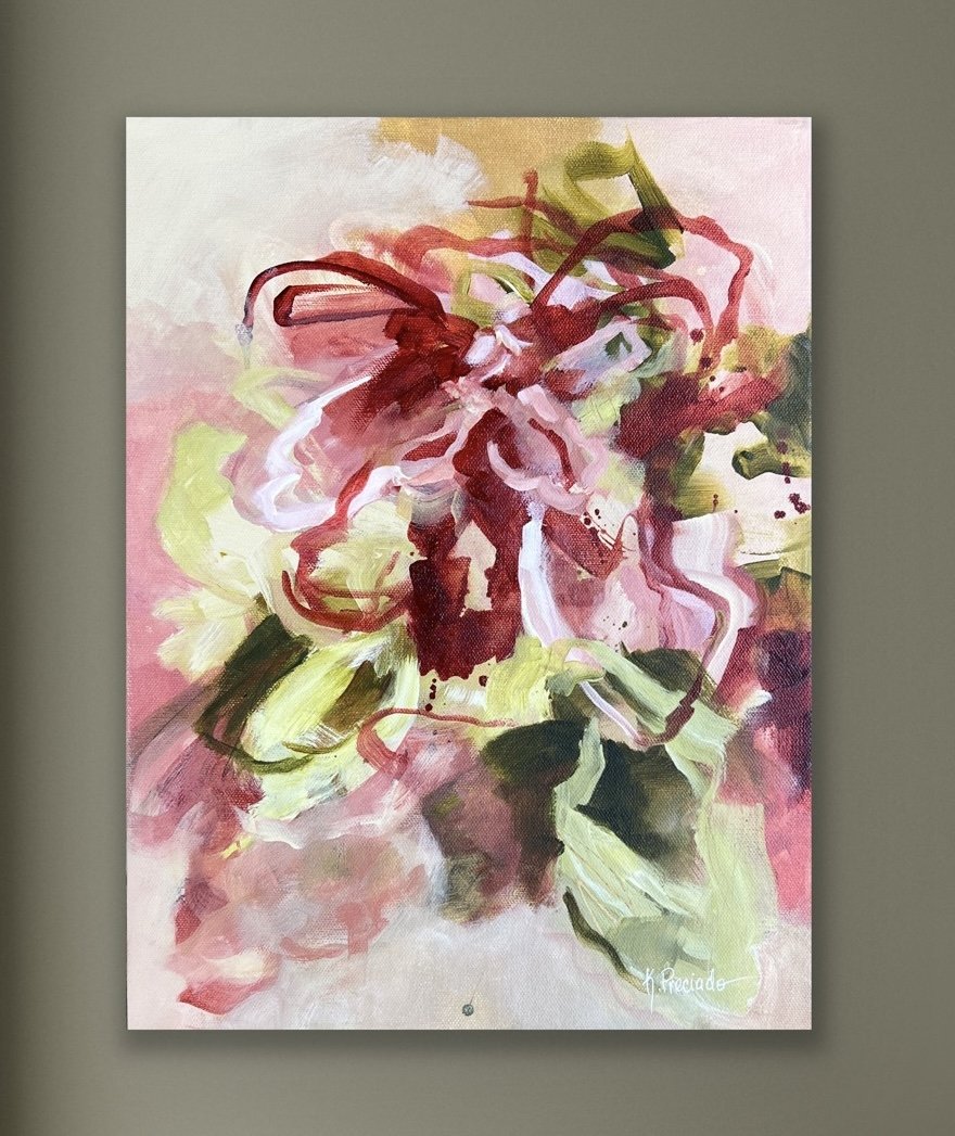 small pink floral abstract wall art by Karla Preciado