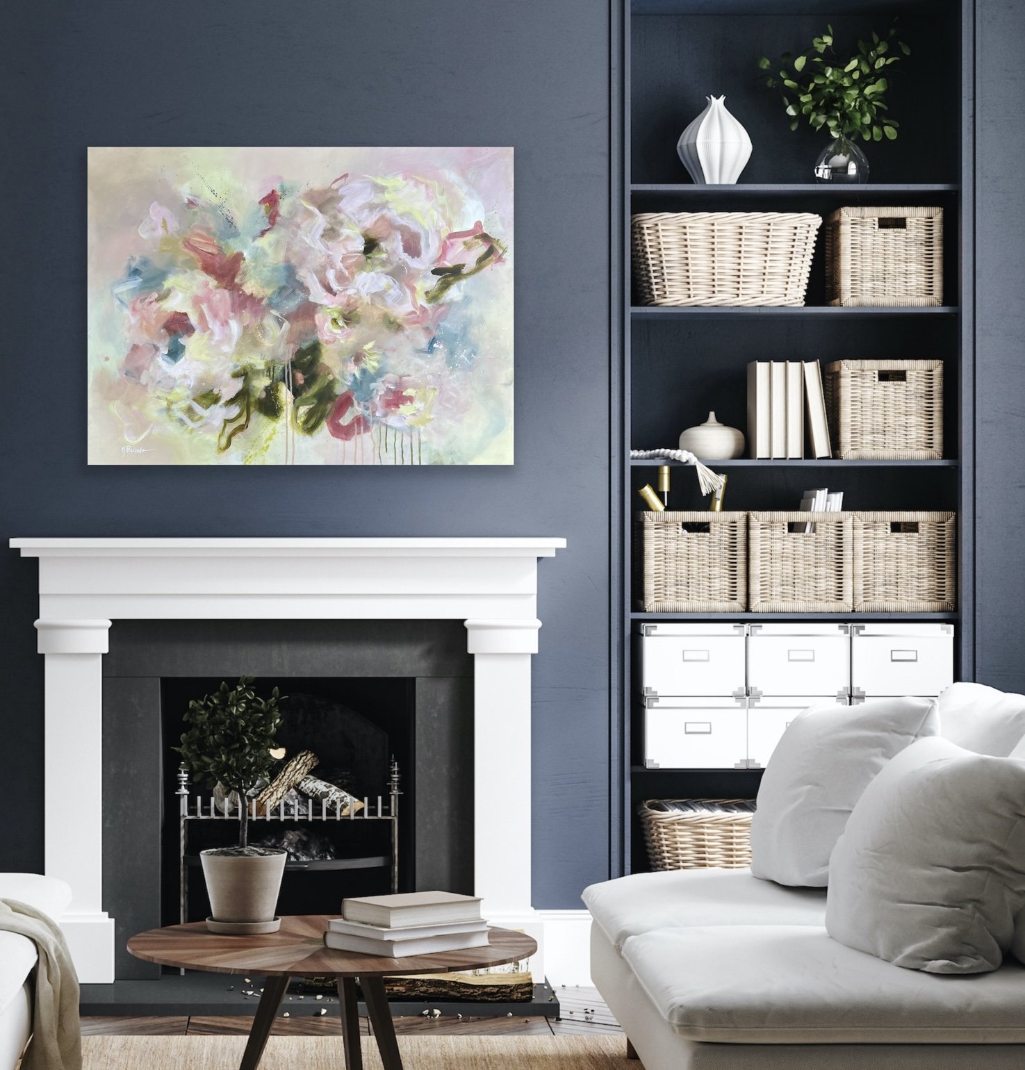 Pink floral art for home or office by Karla Preciado