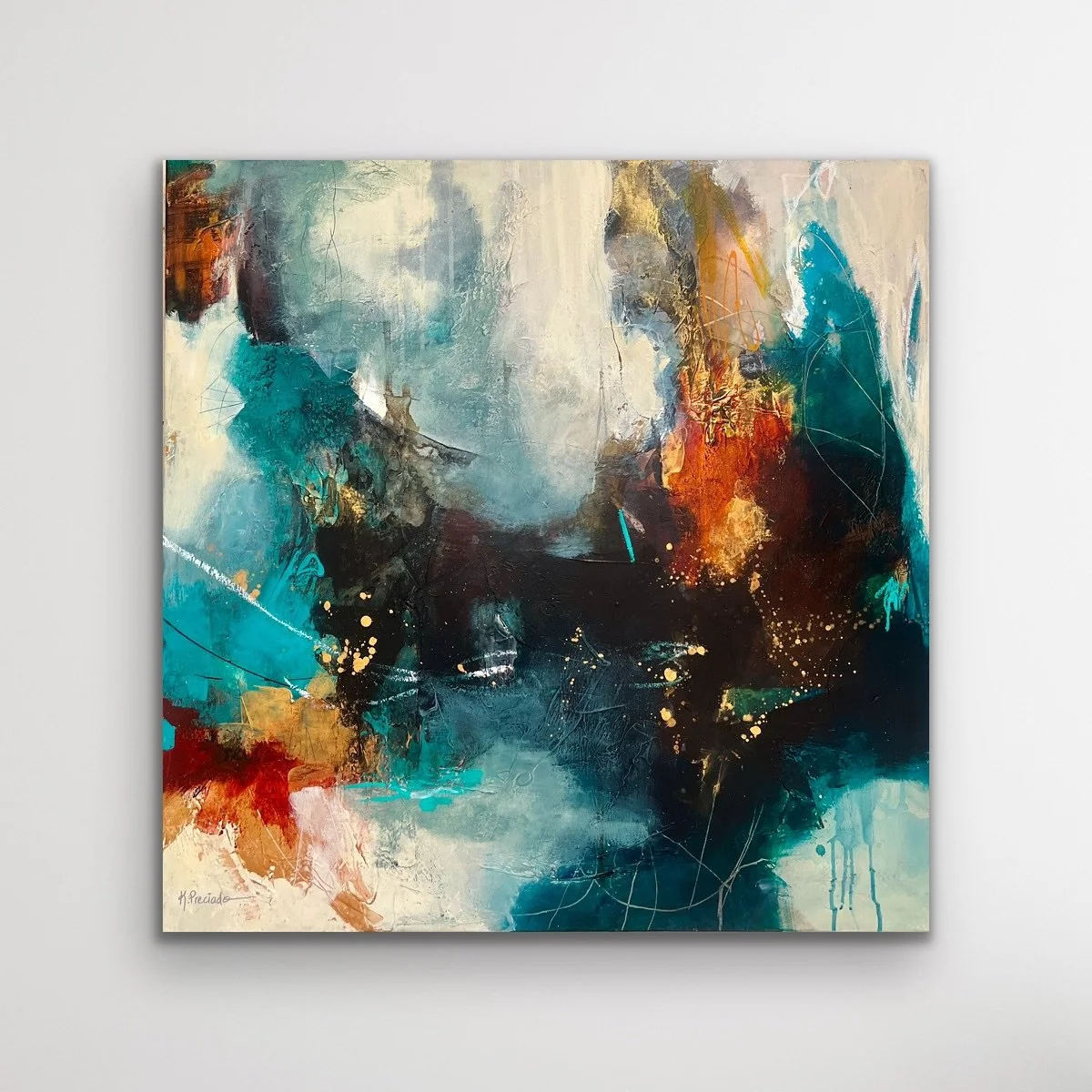This painting is the very first time I used black. 

Most of my paintings have a sense of joy and optimism to them. I associate colors with happiness this is why vibrant colors are my staple and my go-to since I started painting. And even though blac