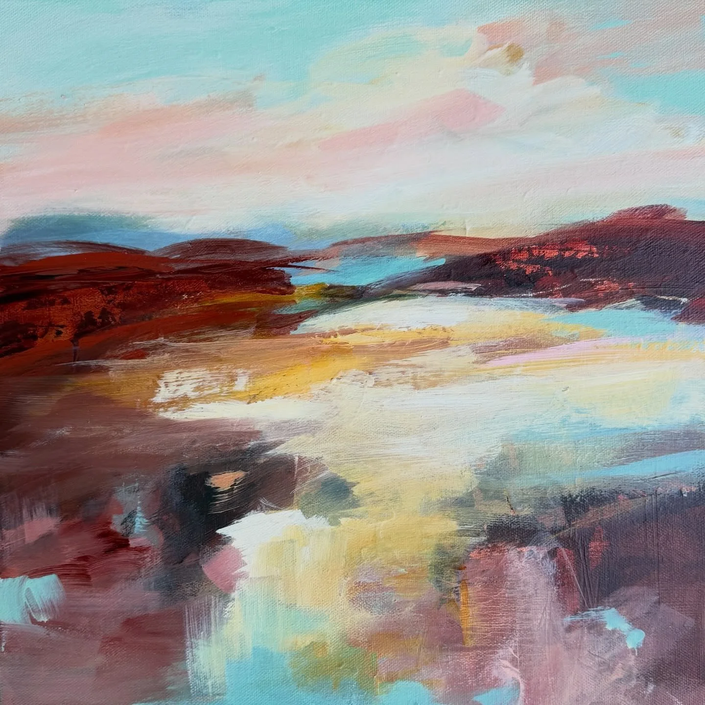 I live near the coast, but somewhere along the way I fell in love with the Southwest. The earthy palette, the wide open land, the quiet beauty of it all&mdash;it stayed with me. So here I am, a San Diego artist painting a Southwest-inspired abstract 