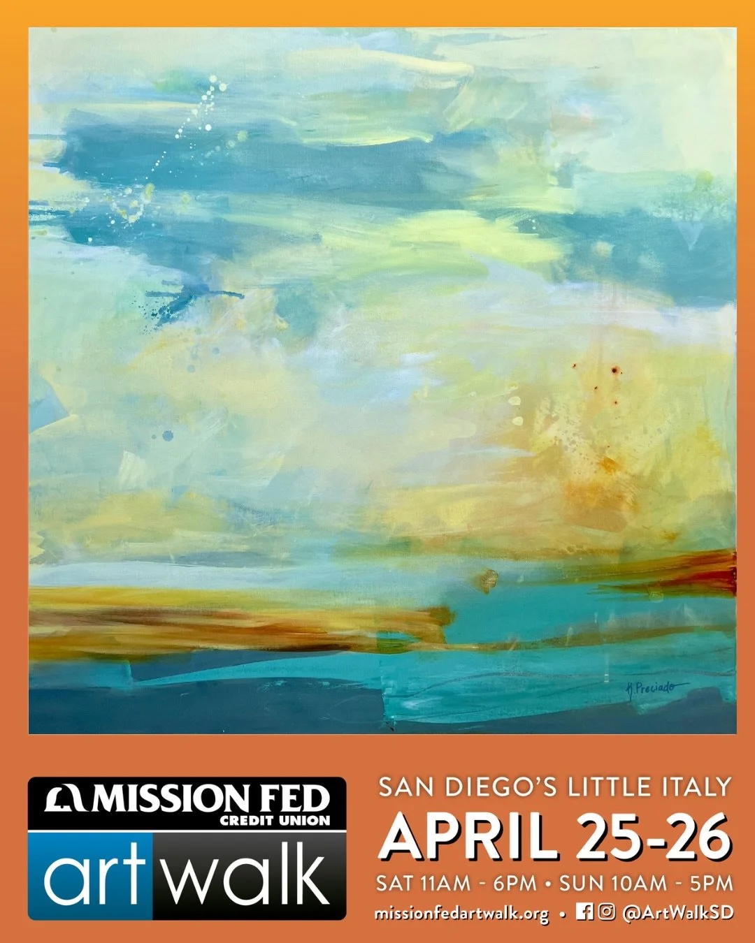 This weekend ✨
I&rsquo;ll be at Mission Fed ArtWalk Little Italy and I&rsquo;d love to see you there.

Come by Booth 358 on Cedar Street to experience my newest abstract landscapes in person&mdash;full of color, movement, and that calming energy we a