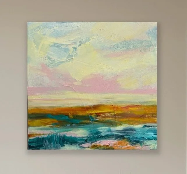 🔴&rdquo;Golden Days&rdquo;  This abstract landscape is living its best life alongside a painting of Albert Einstein. Oh how I wish I had a picture, but I&rsquo;ll take my new collectors word for it! 

#sandiegoartist #collectart #originalpainting #w