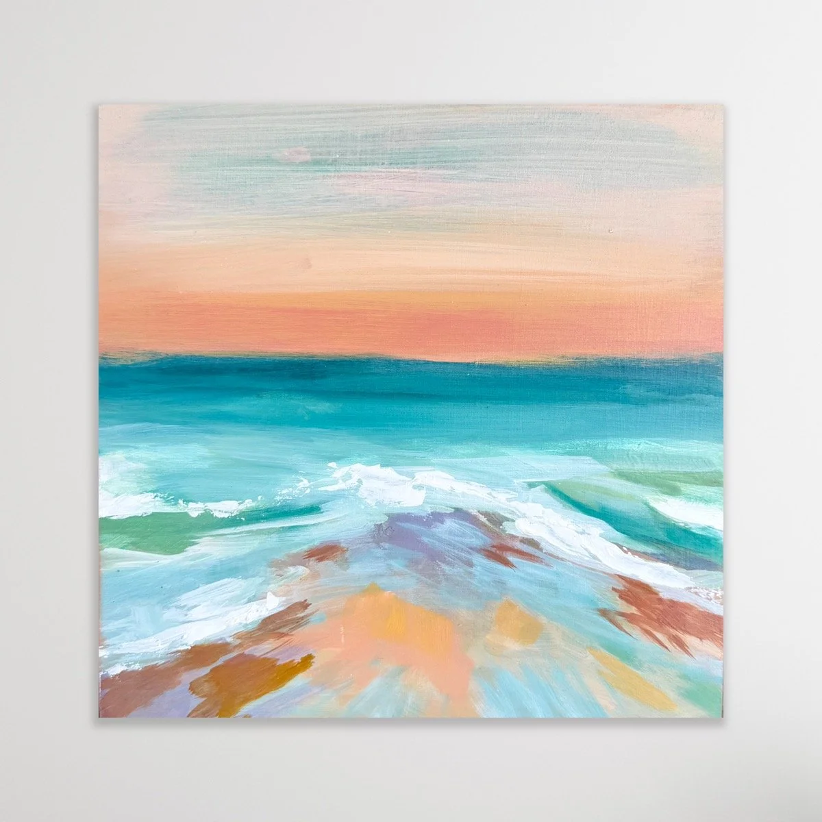 Small beach painting of the pacific coast