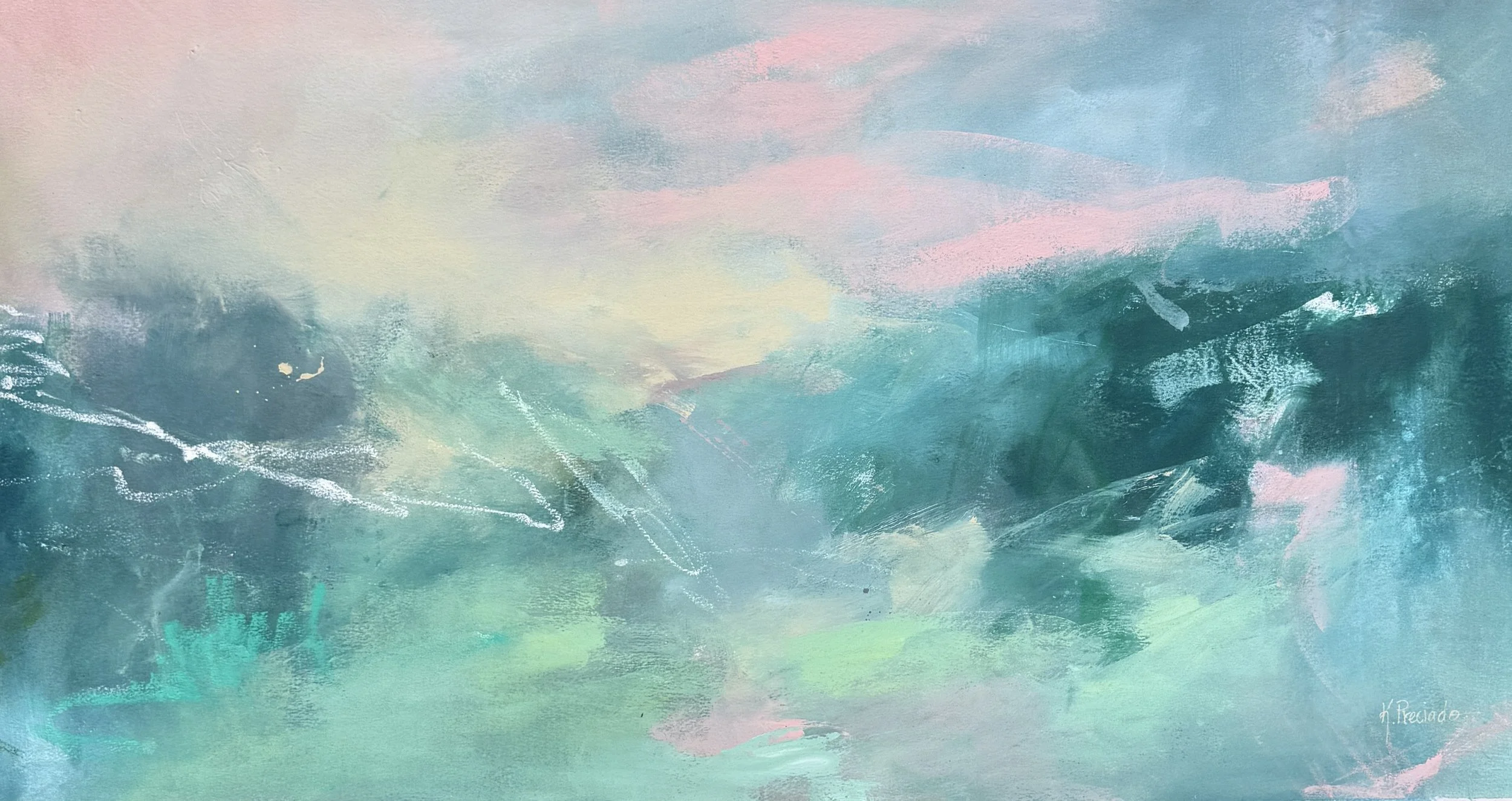 Turquoise seascape painting for coastal homes