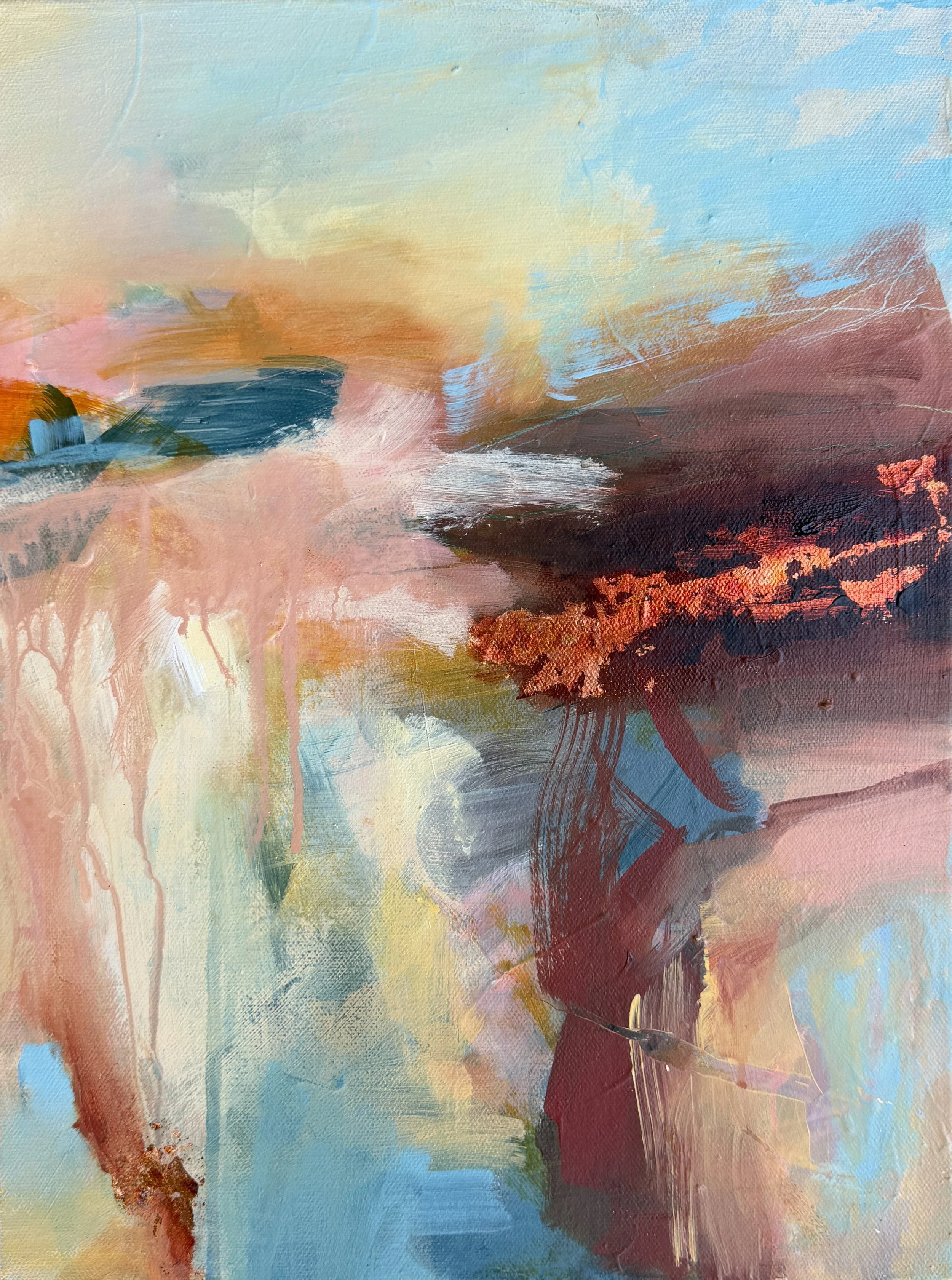 Contemporary landscape art in earthy tones by Karla Preciado