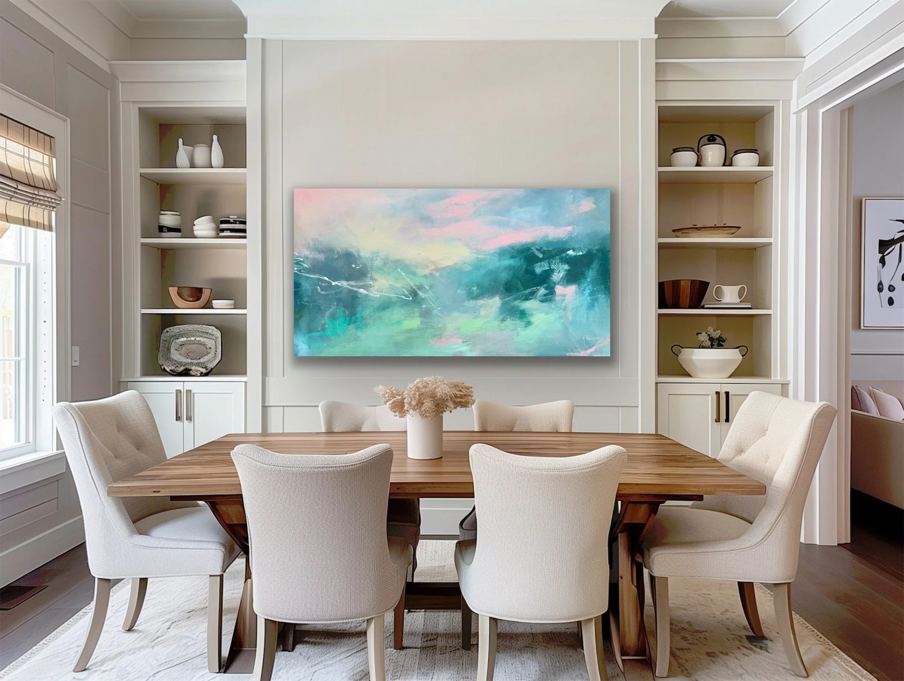 Large abstract seascape with soothing colors for home or office interiors