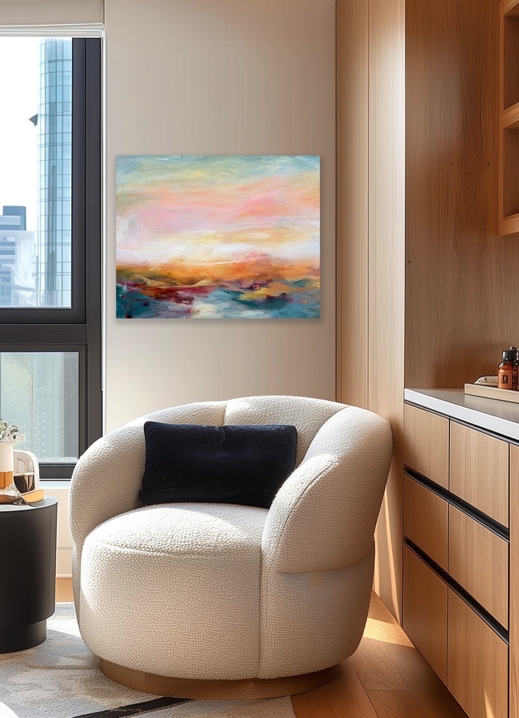 sunset inspired abstract art for living or office spaces