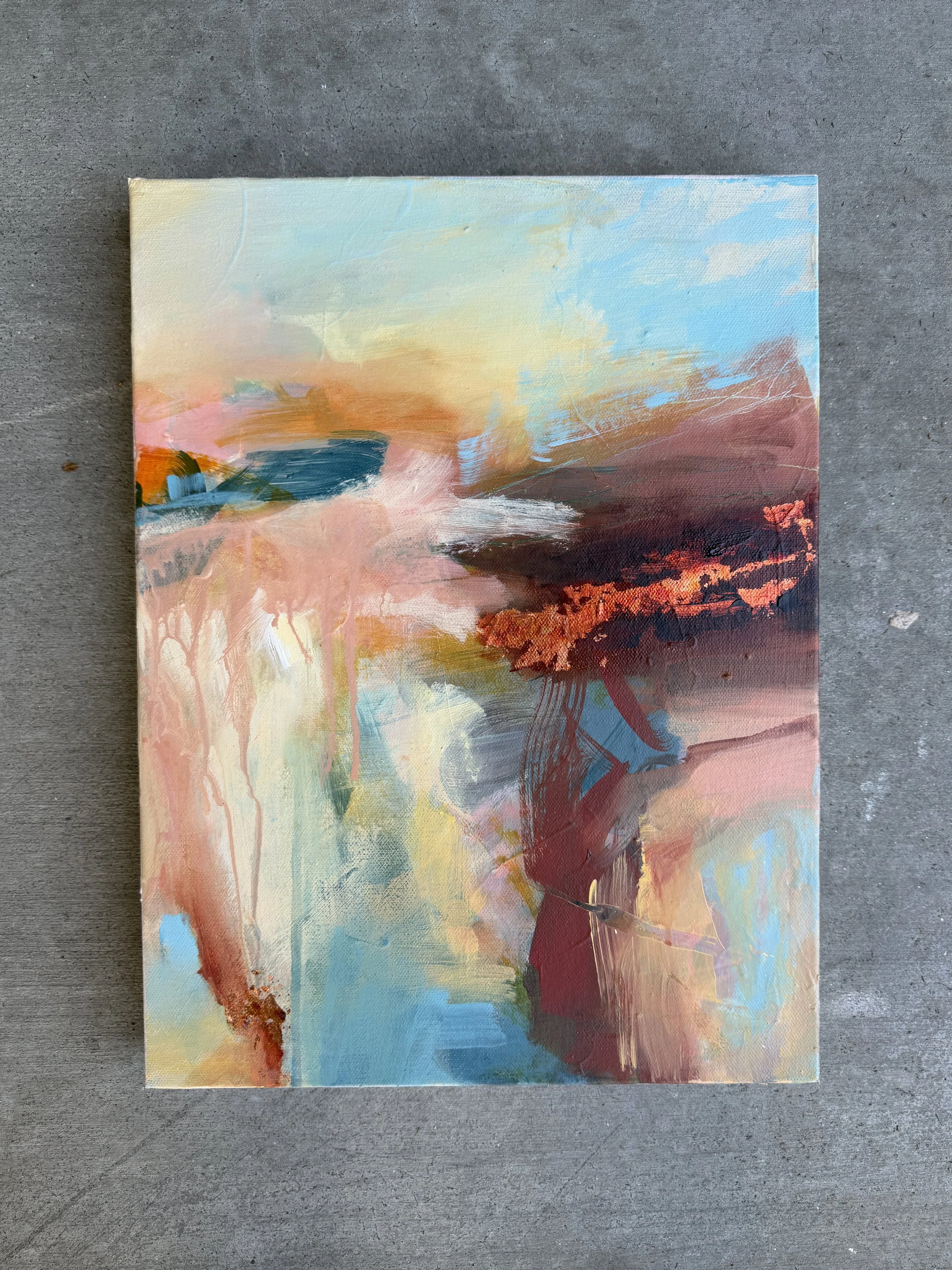 Small colorful abstract landscape by Karla Preciado