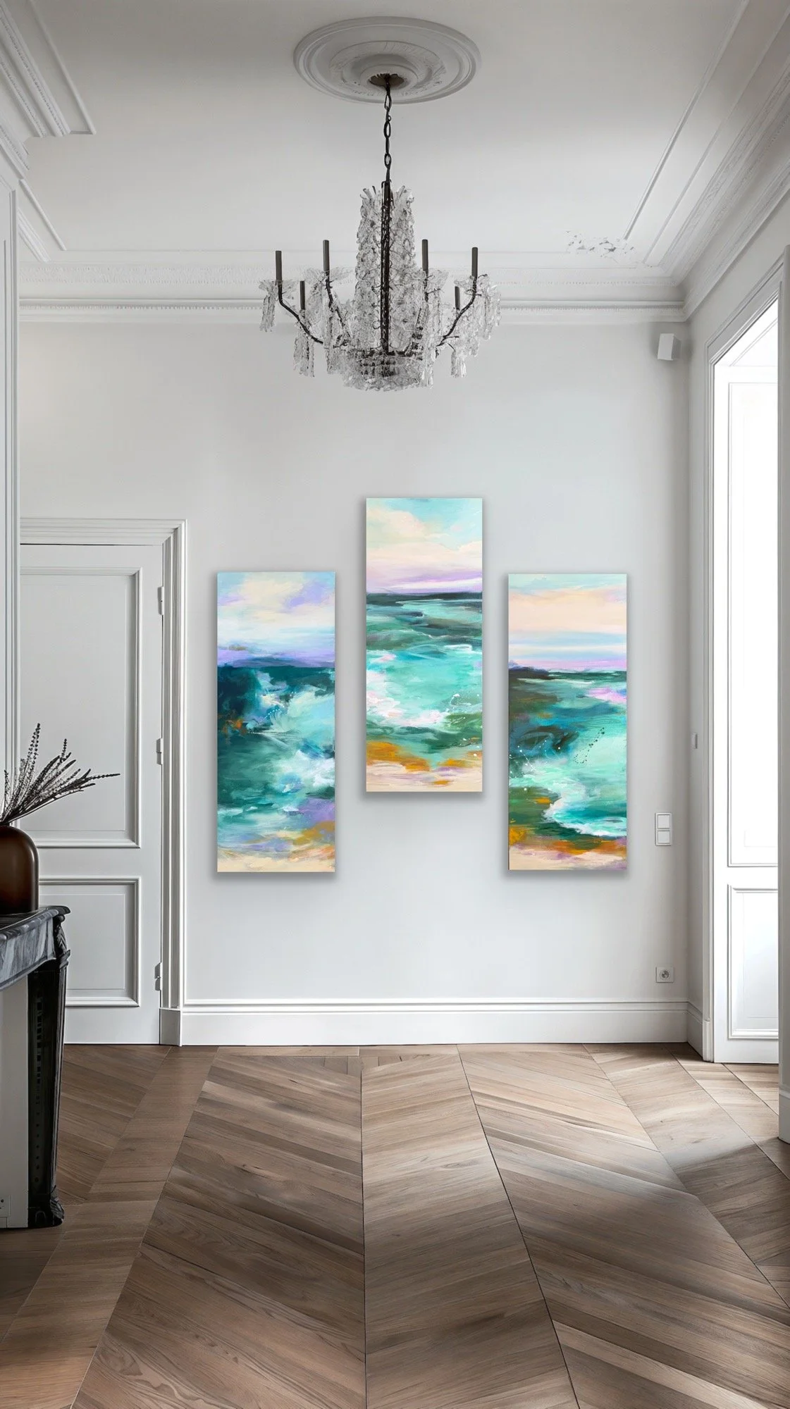 Contemporary Seascape Tryptic for coastal living