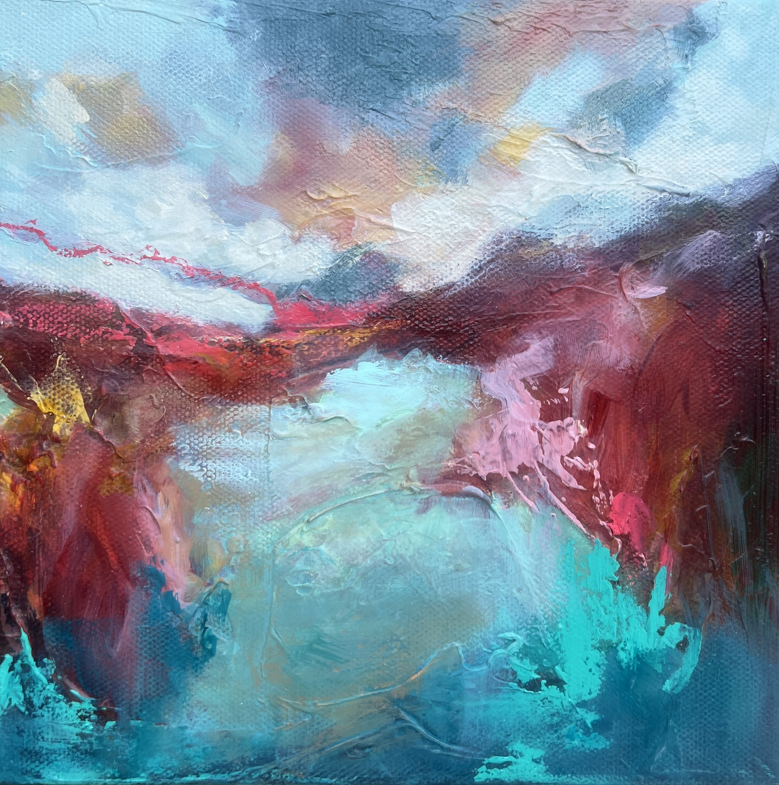 Pink and blue small painting