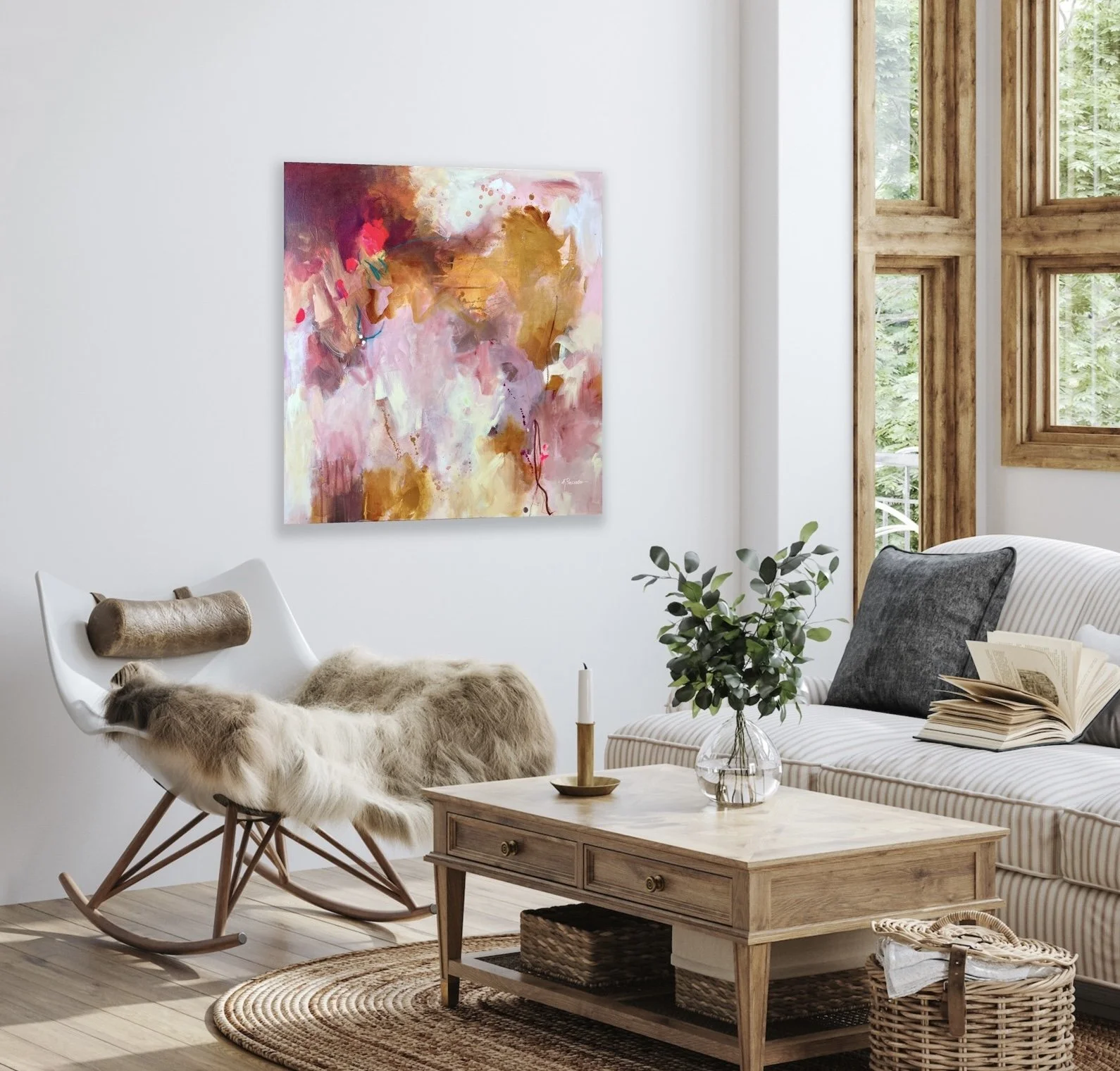 Abstract pink wall art for contemporary spaces