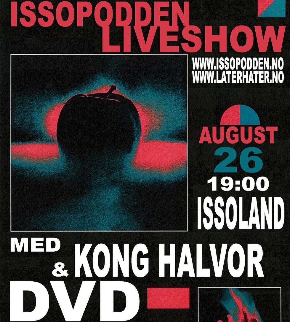 26. August er det endelig klart for Issopodden liveshow p&aring; issoland i Larvik!! Kom og bli med p&aring; galskapen!

Gjestene er rap legenden @dvdakadividizzl og norges kuleste influenser @konghalvor 
Billettene er ute, link i bioen❤️❤️❤️

#issol