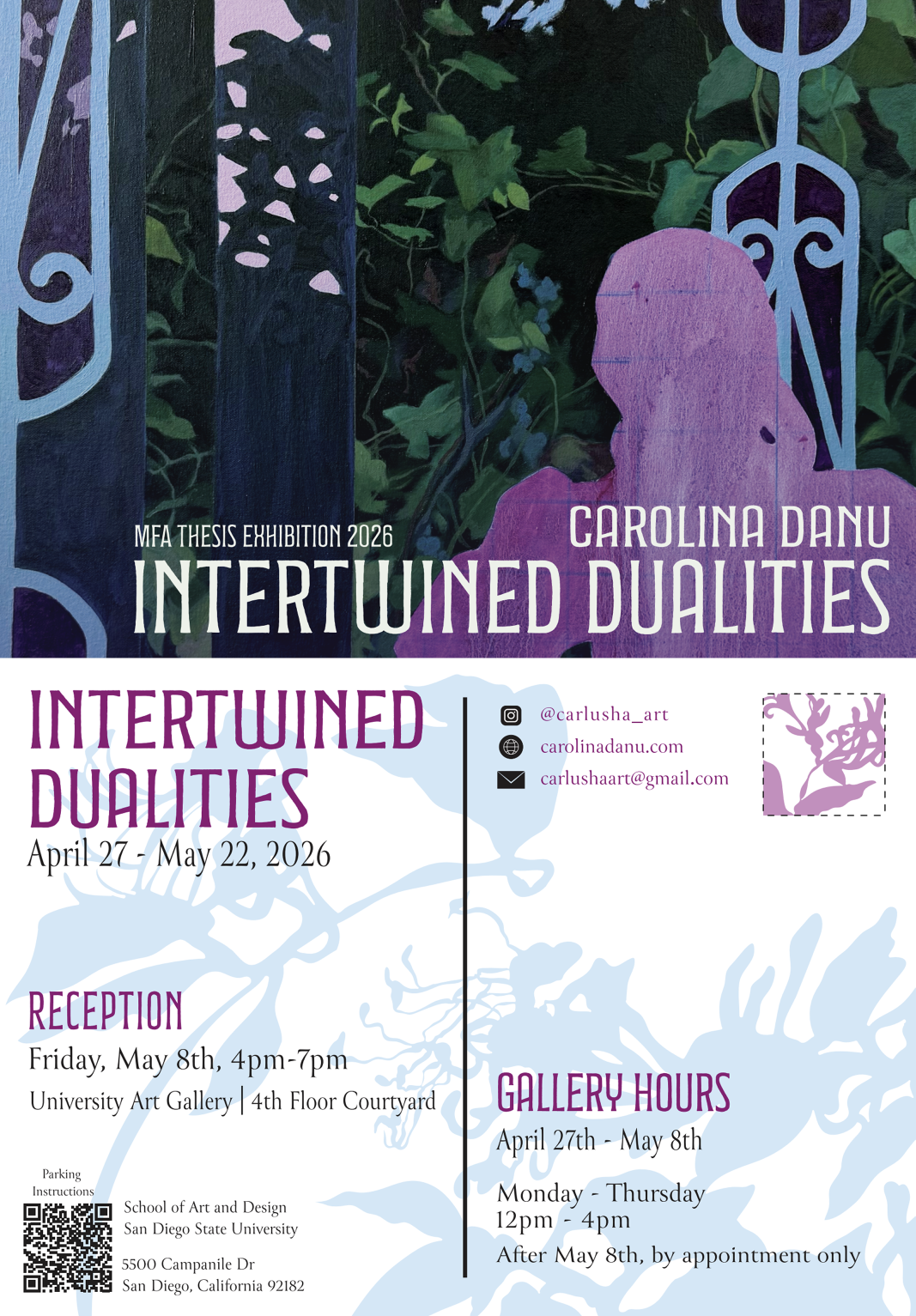 MFA Show Announcement Postcard for Carolina Danu