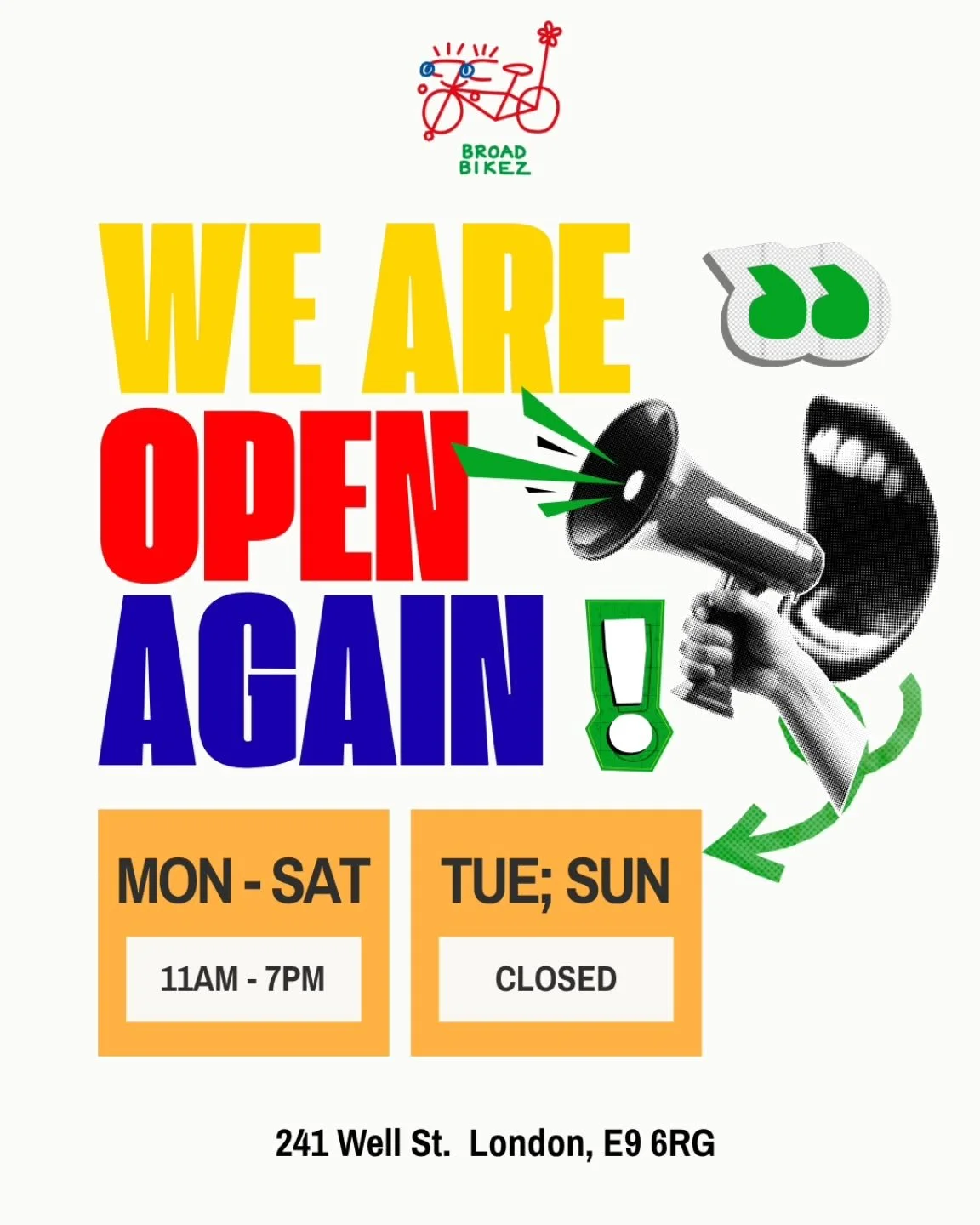 Today's the day! 
The workshop is open, we're popping up at 241 Well St for the foreseeable in order to get back to offering services and DIY workshop. 

Come on down five days a week from 11am to 7pm 🔧 

We'll also be offering classes again, detail